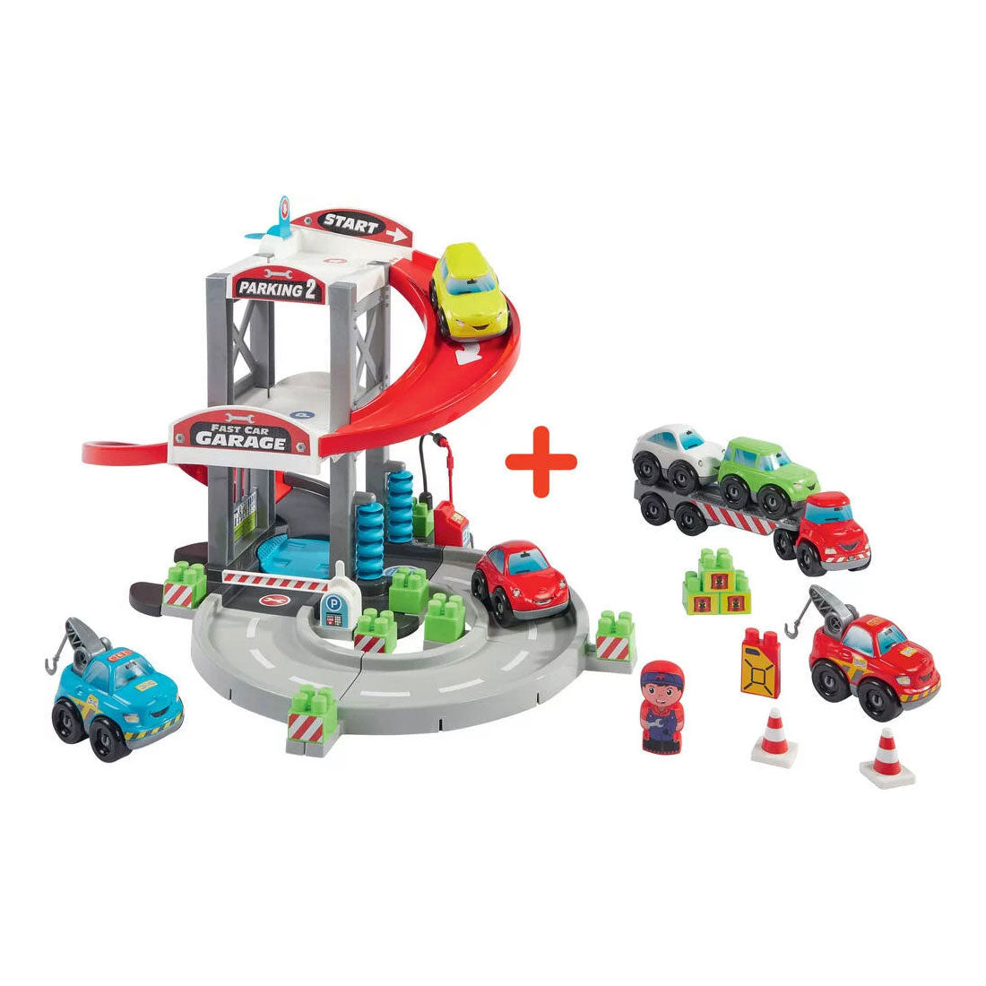 Abrick Ecoiffier garage met transporter en auto's