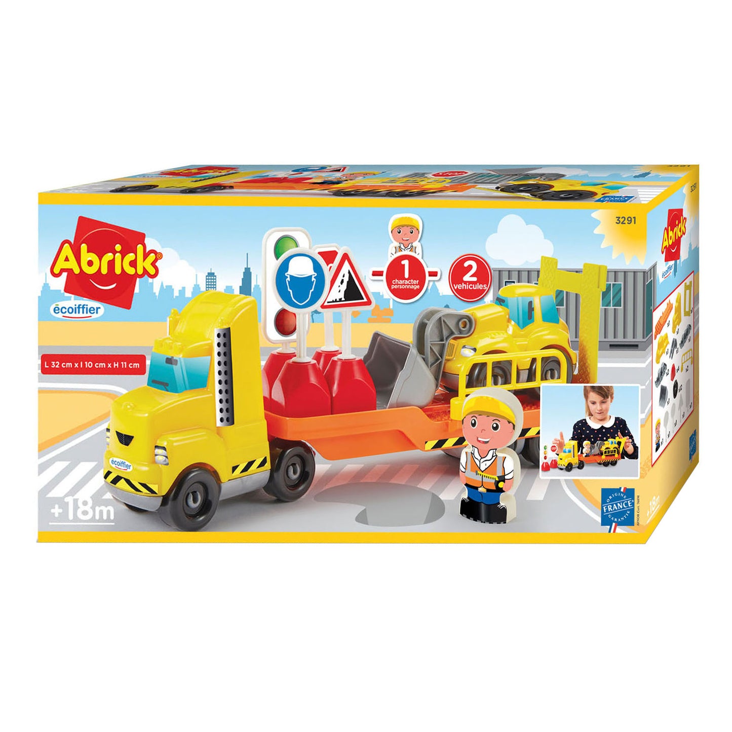 Ecoiffier Abrick vrachtwagen met graafmachine