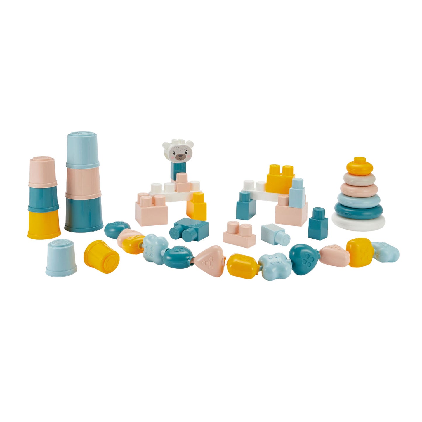 Abrick Ecoiffier bb babyspeelgoed 4in1 speelset in opbergbox - 41dlg.