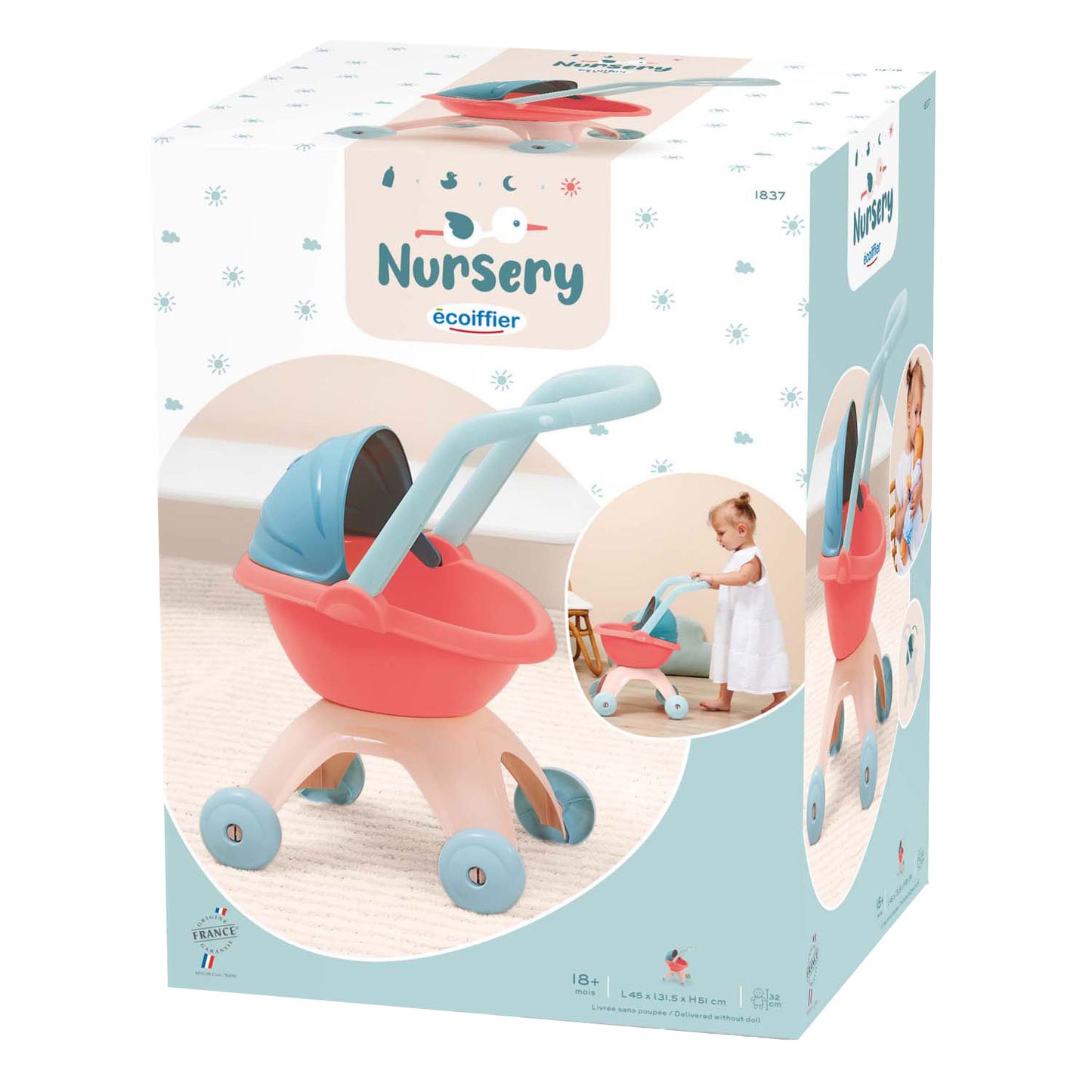 Écoiffier Ecoiffier nursery poppenwagen pastel
