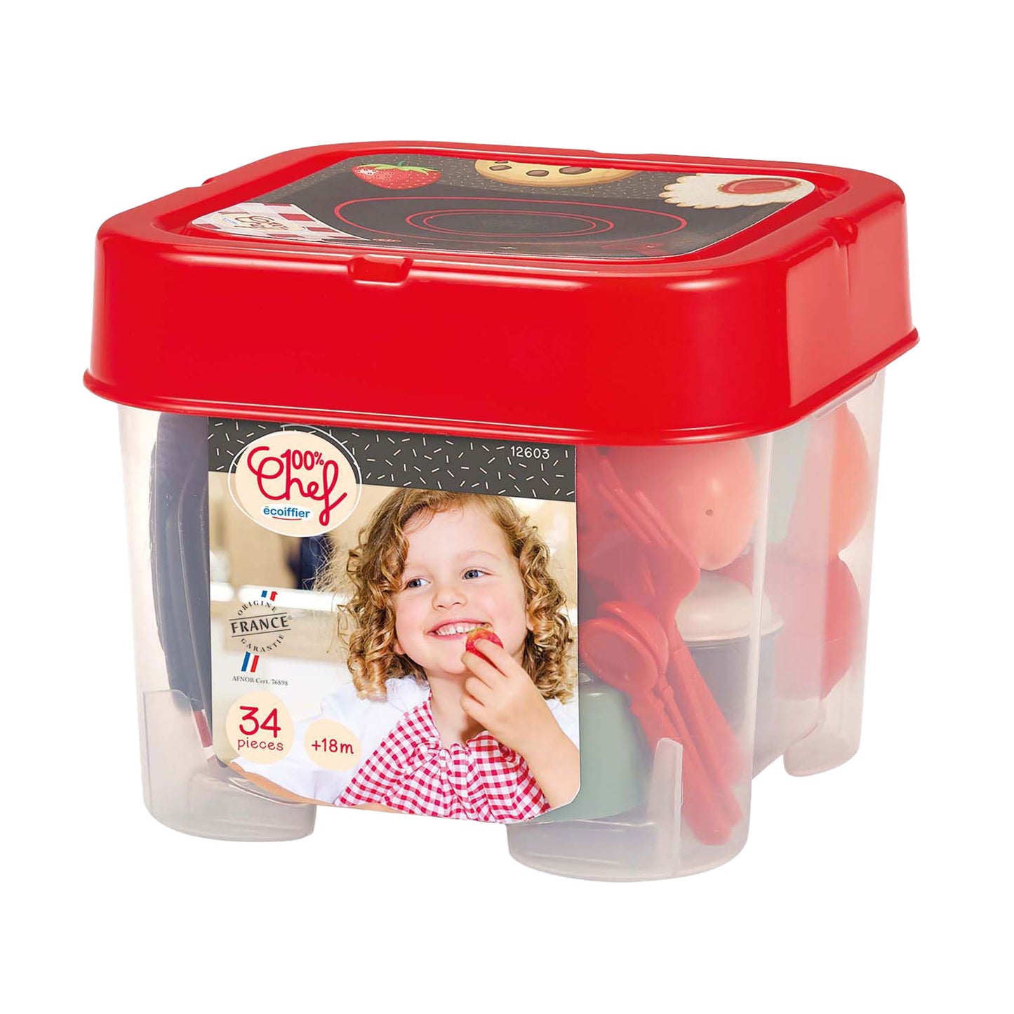 Ecoiffier 100% chef eetset met speeleten - 34dlg.
