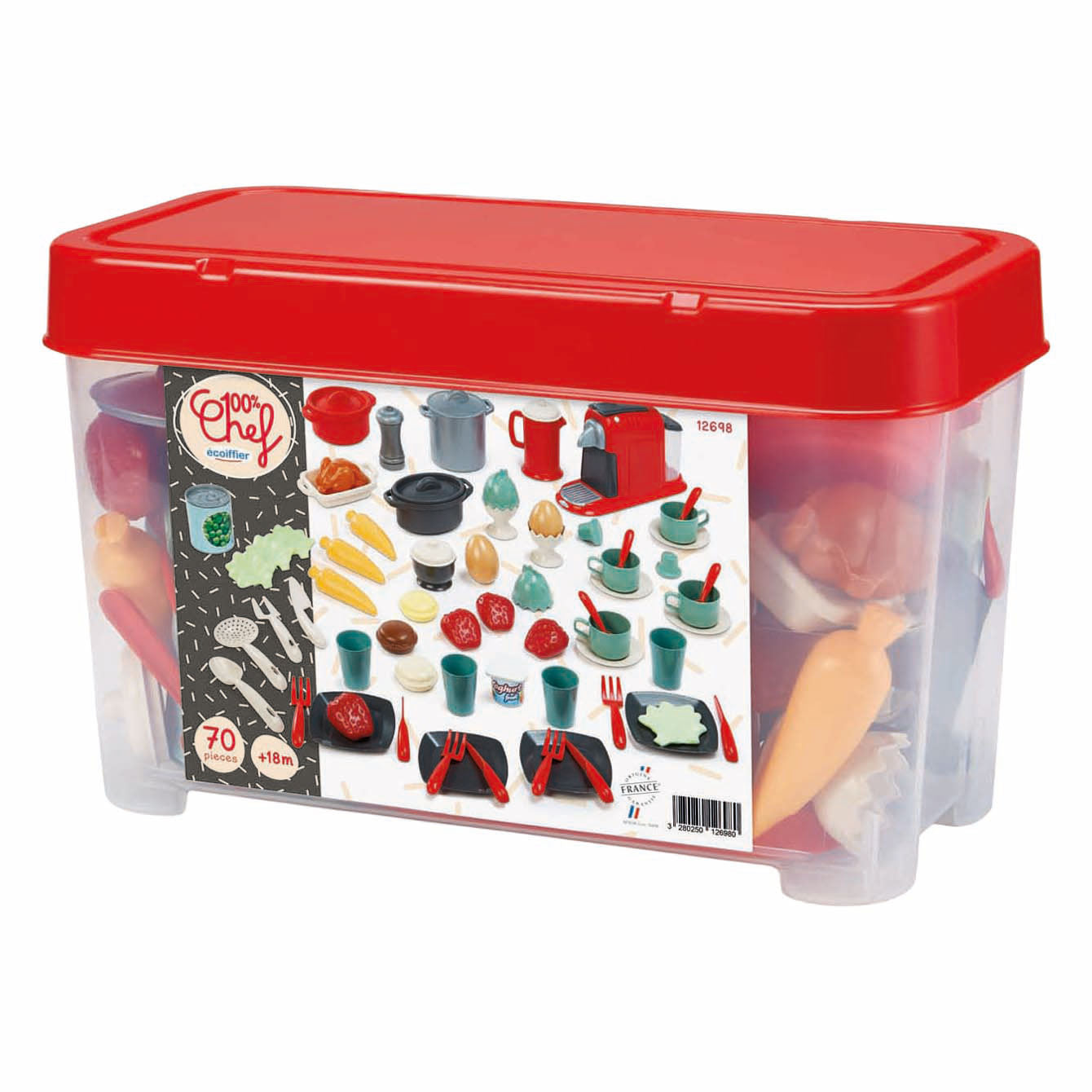Écoiffier Ecoiffier 100% chef servies in opbergbox - 70dlg.