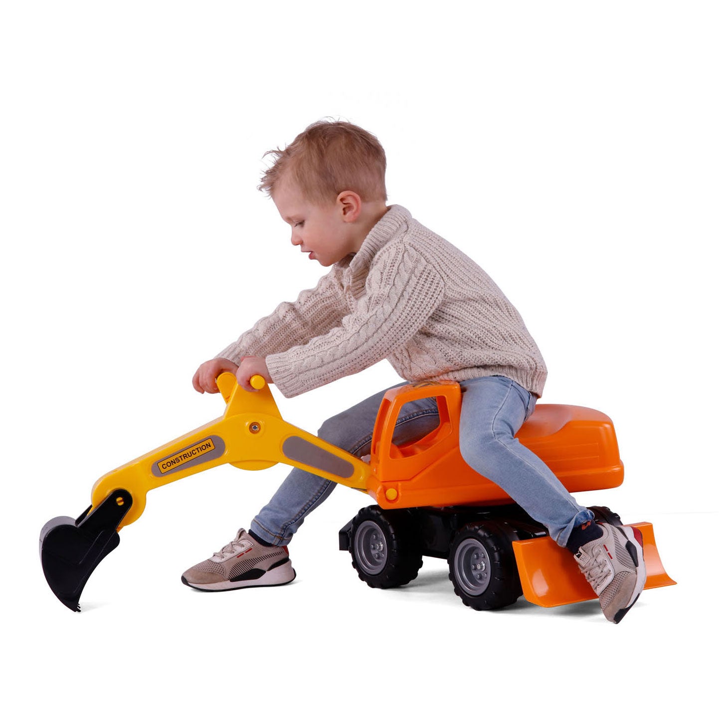 Cavallino mega graafmachine loopauto oranje, 79cm
