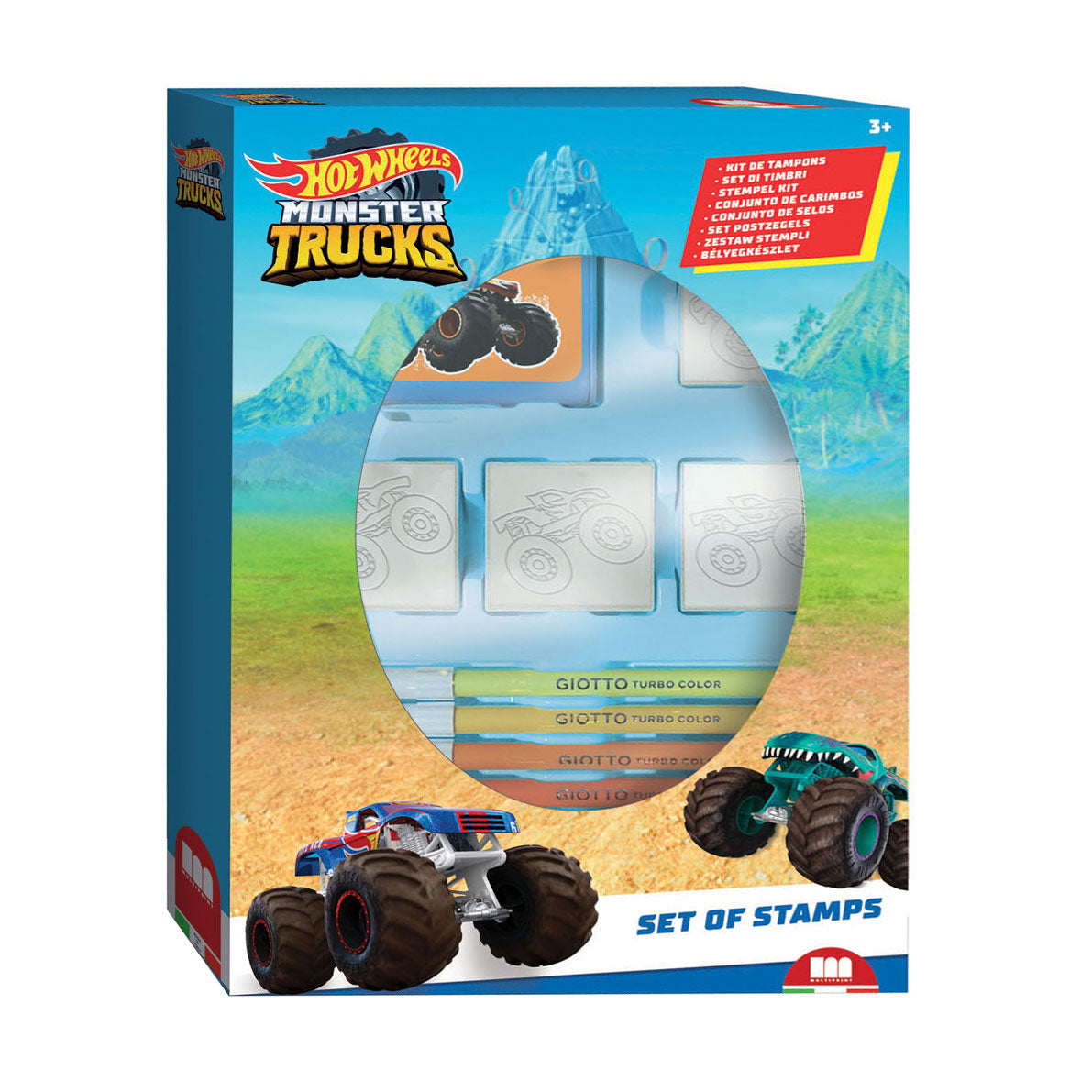 Multiprint Hot wheels stempelset met 4 stempels