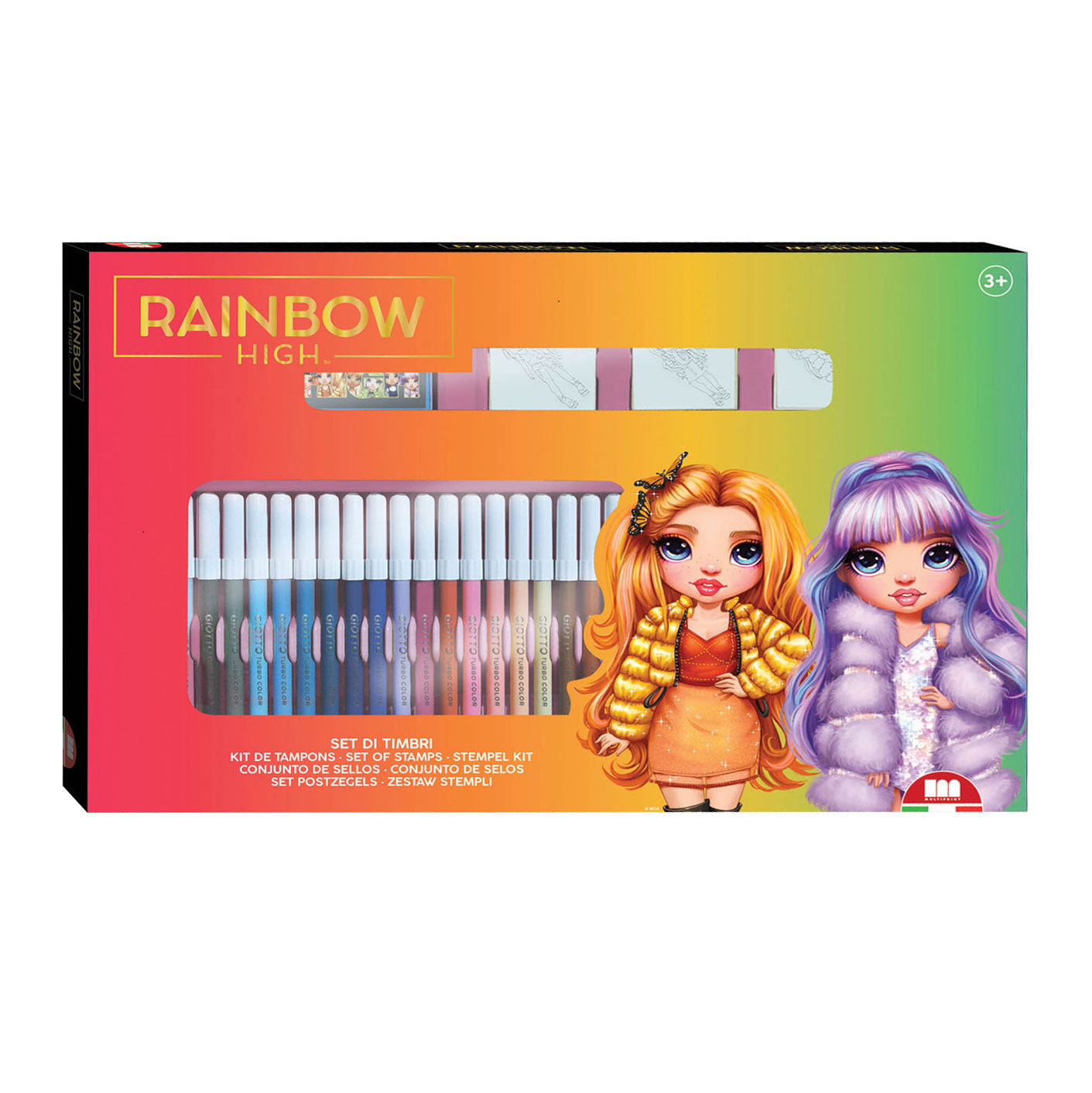 Multiprint Rainbow high kleurset met stempels, 41dlg.