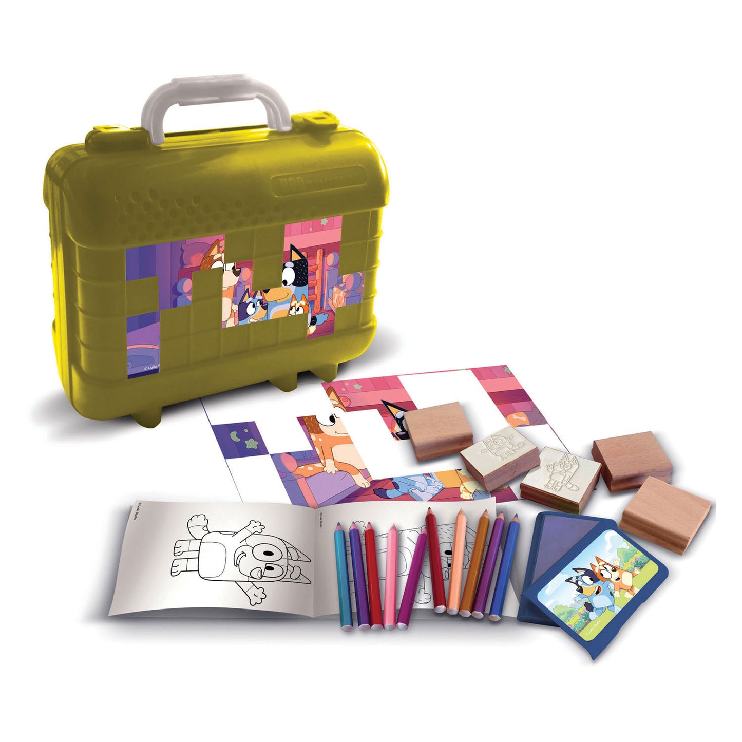 Merkloos Sans Marque Bluey reis stempel- en kleurkoffer
