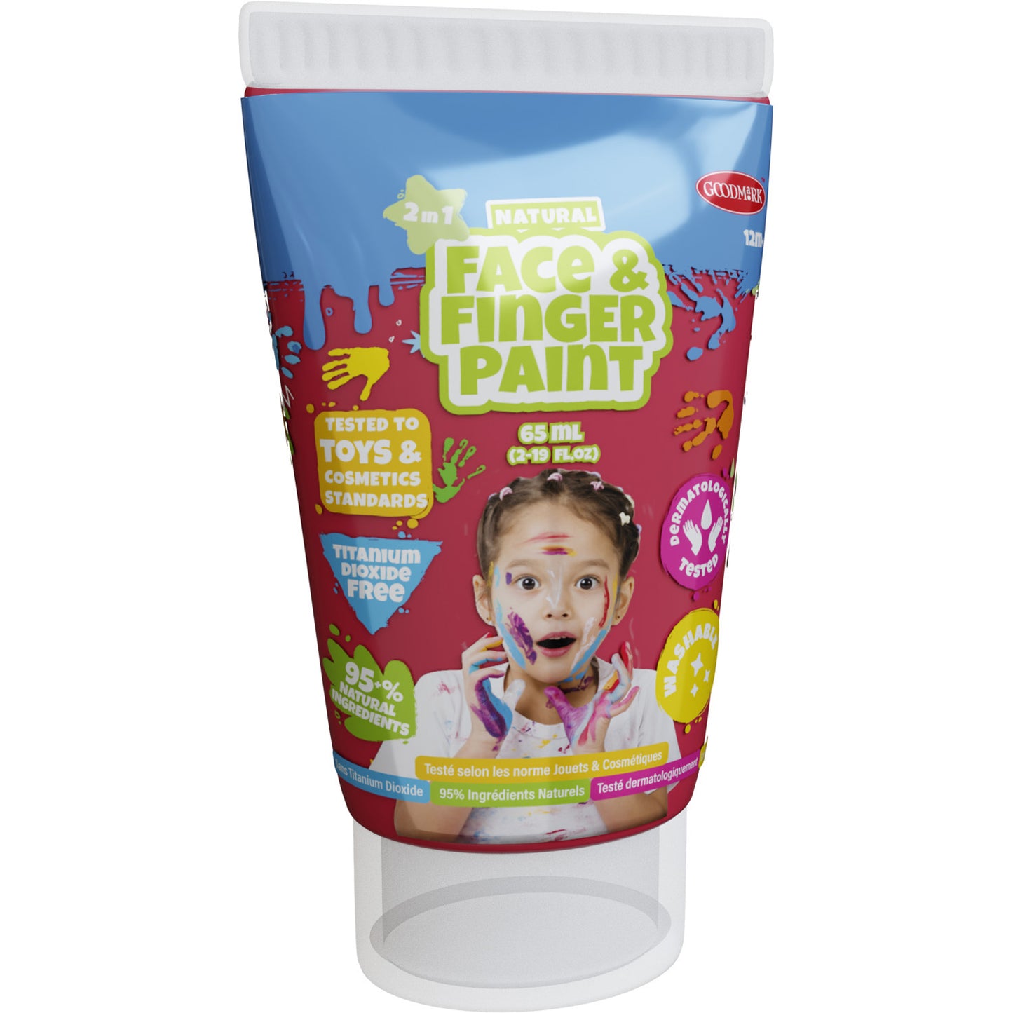 Boti Natural face fingerpaint tube - rood, 65ml