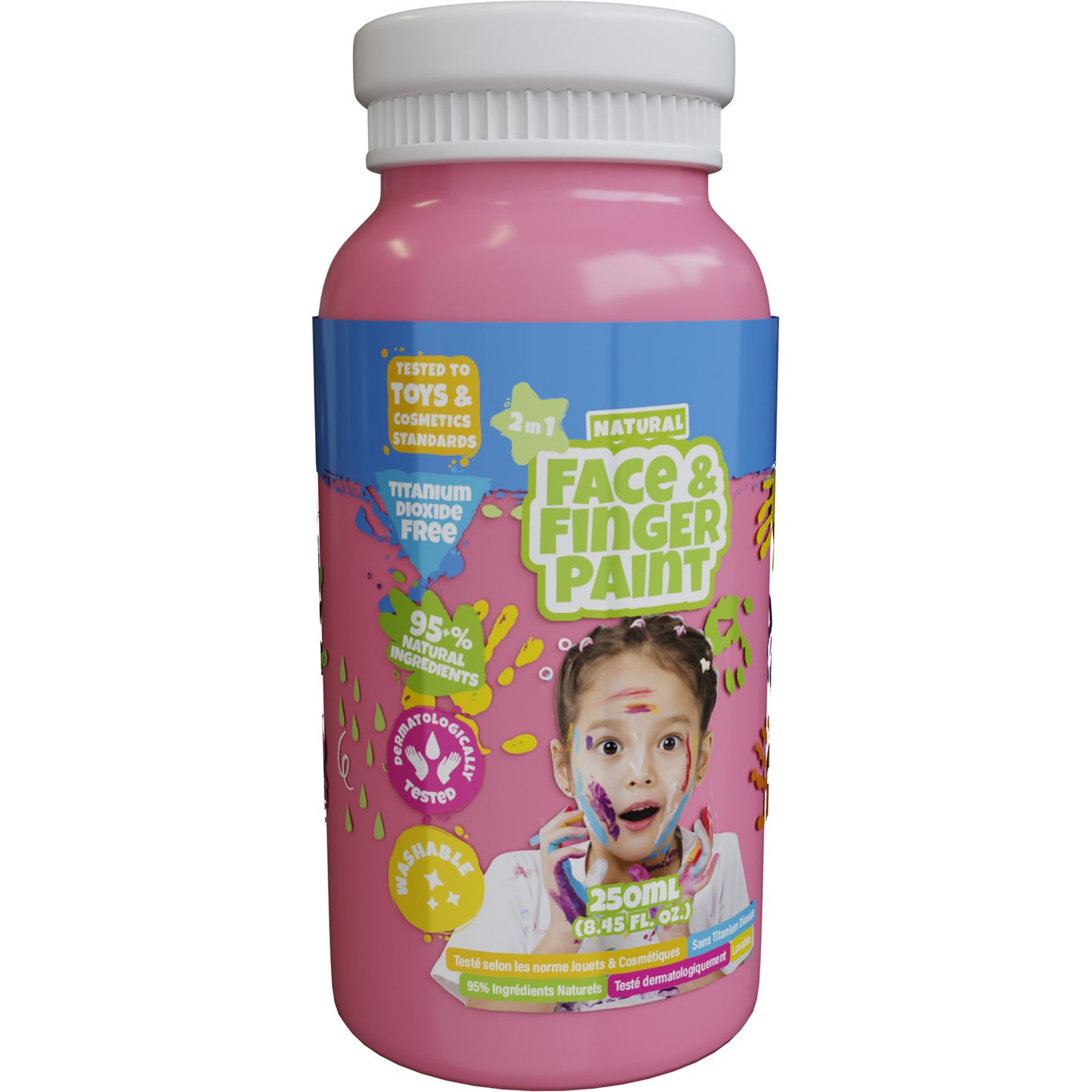 Natural Face Fingerpaint fles - roze, 250ml