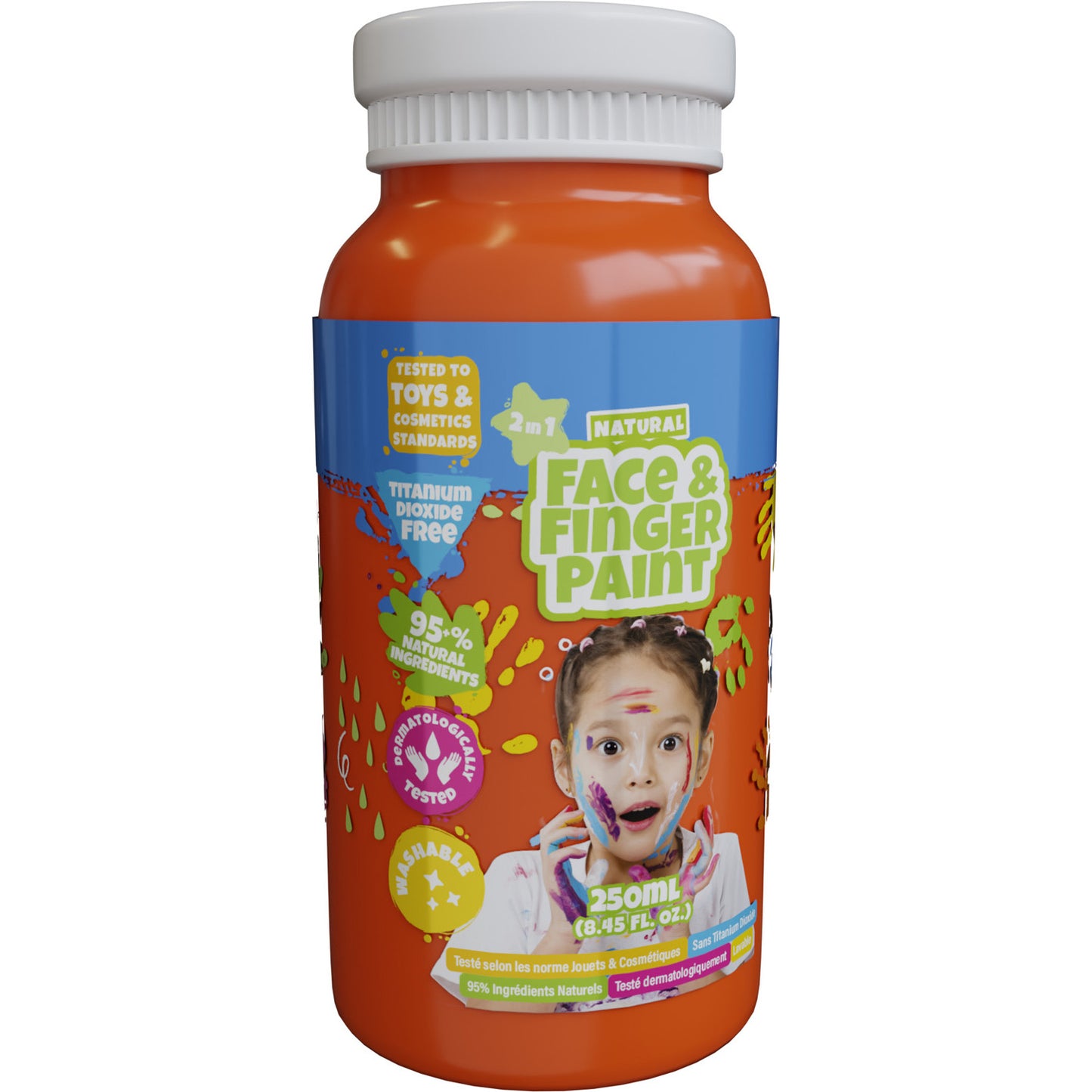 Boti Natural face fingerpaint fles - oranje, 250ml