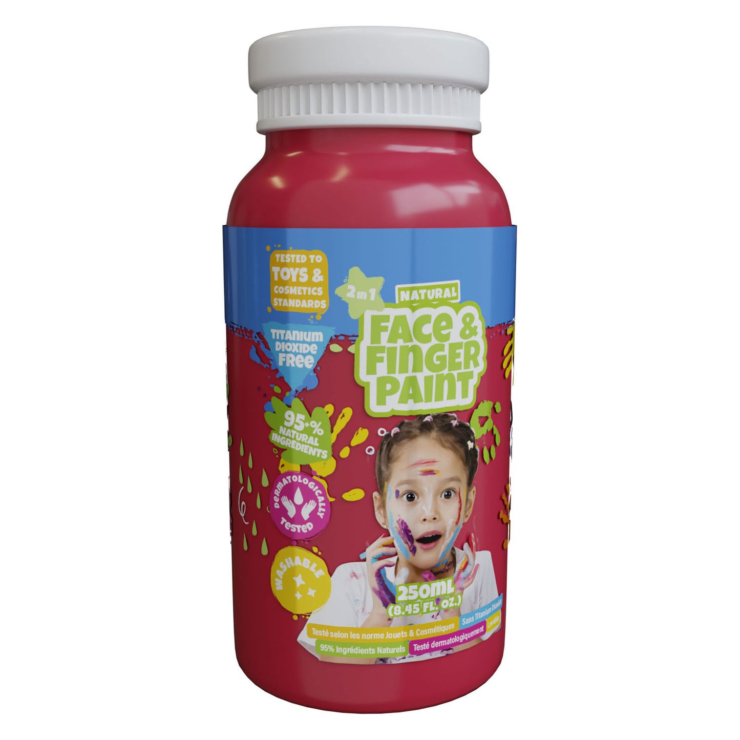 Natural Face Fingerpaint fles - rood, 250ml