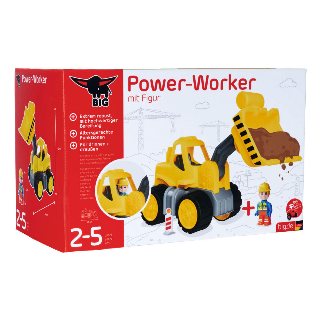 BIG power worker wiellader + figuur - zandbak - speelgoedvoertuig