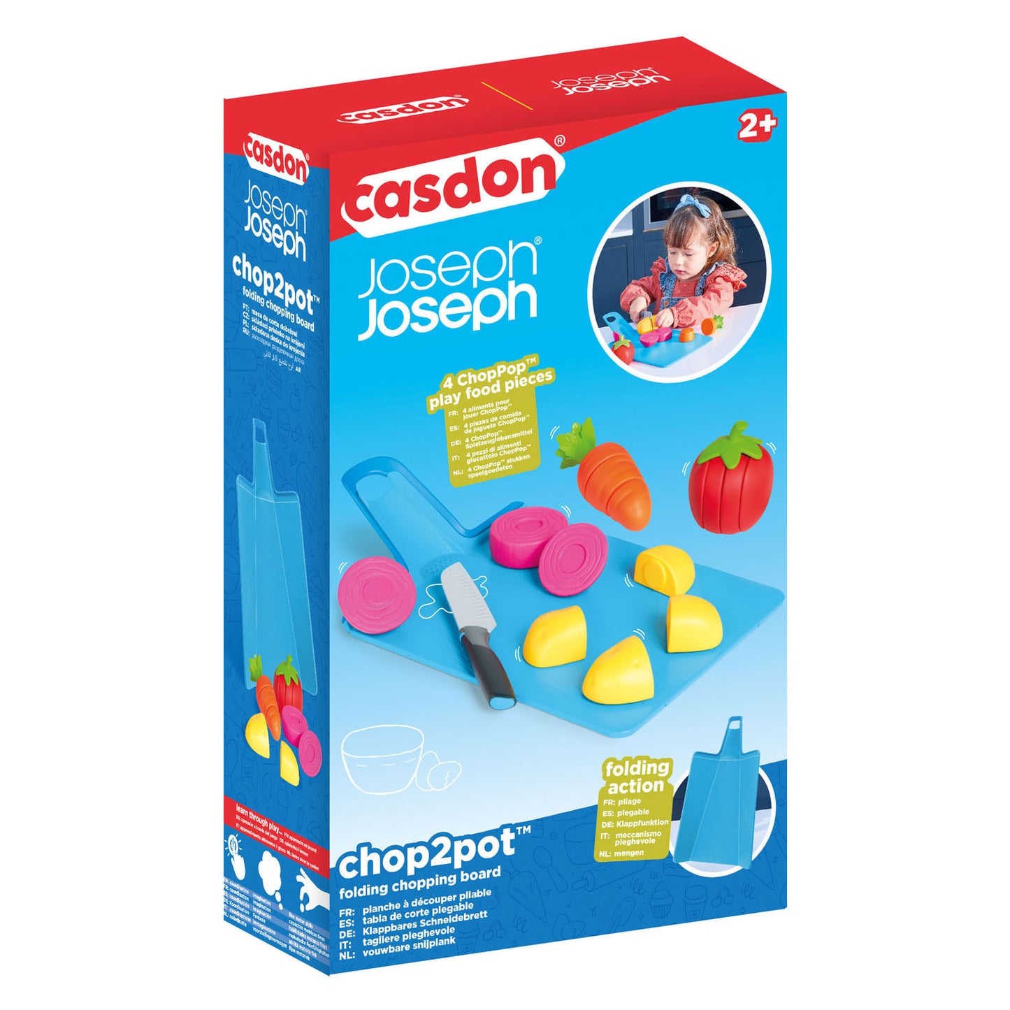 Casdon Speelgoed eten set chop2pot met opvouwbare snijplank en mes, 16-delig.