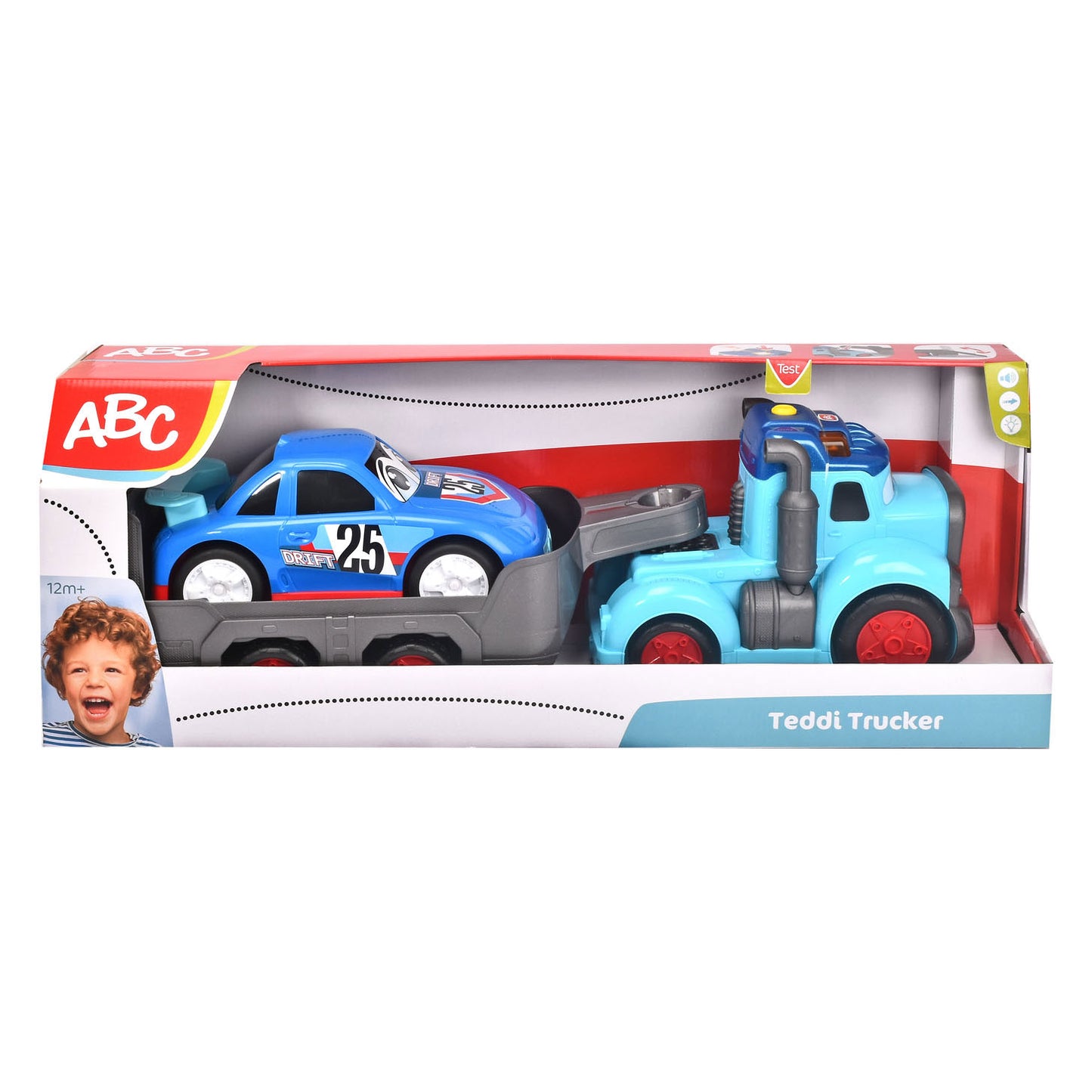 Dickie Abc teddi trucker transporter met raceauto
