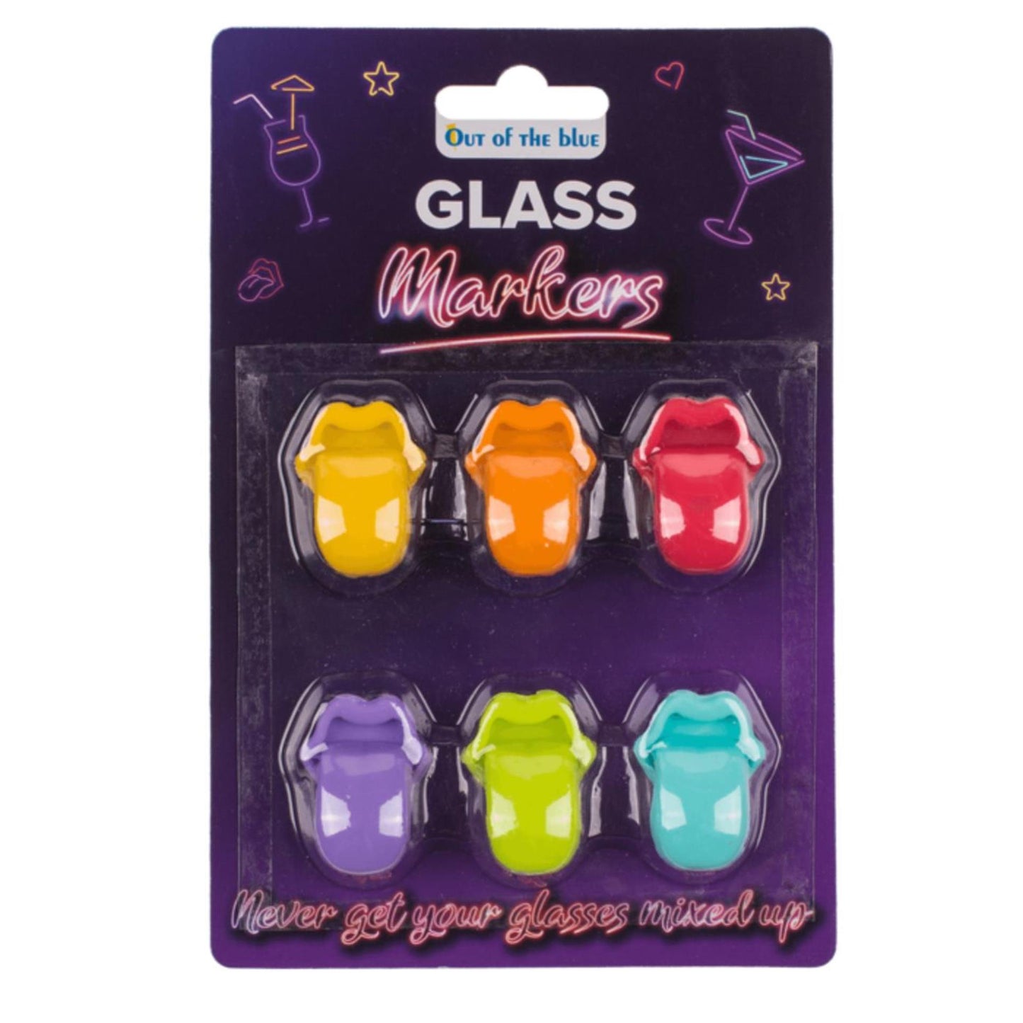 OOTB Glas markers siliconen 6 stuks op kaart