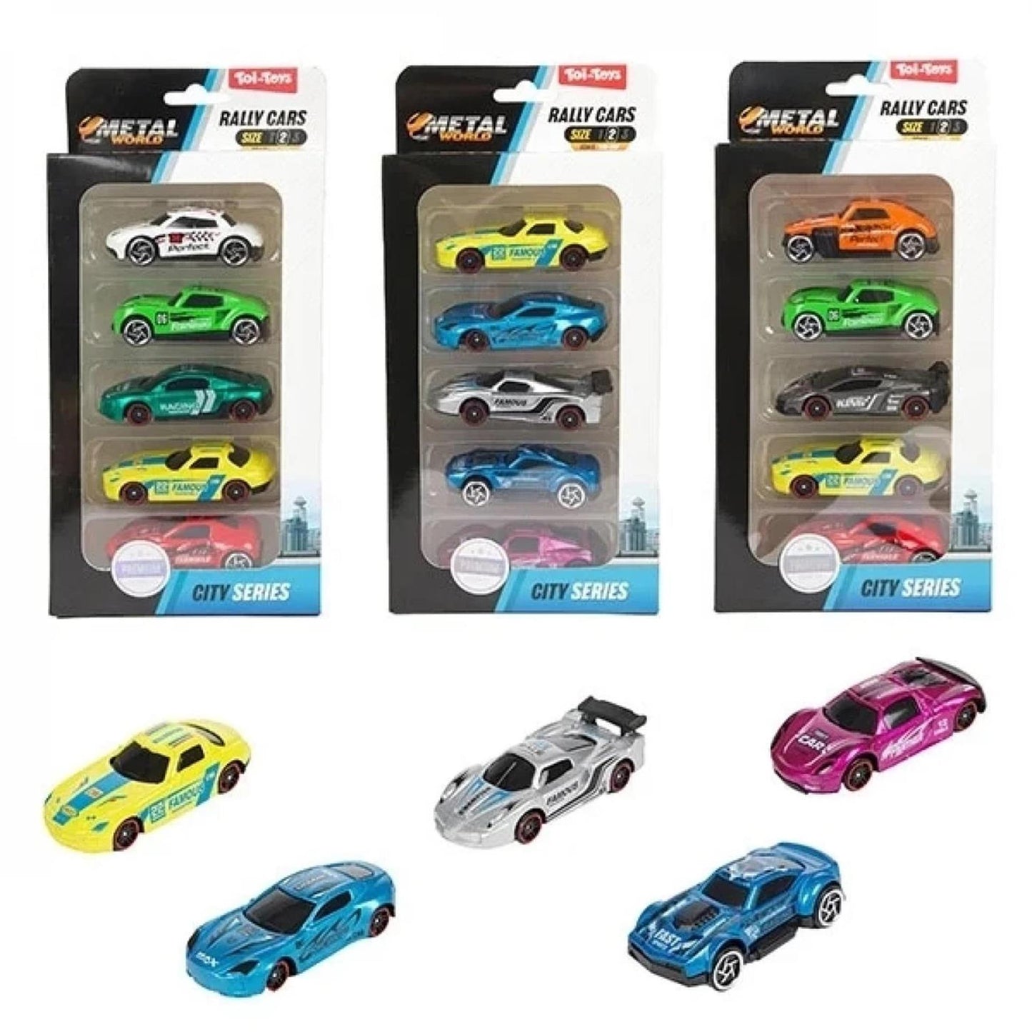 Toi-Toys Toi toys ralley auto's set a 5 metaal