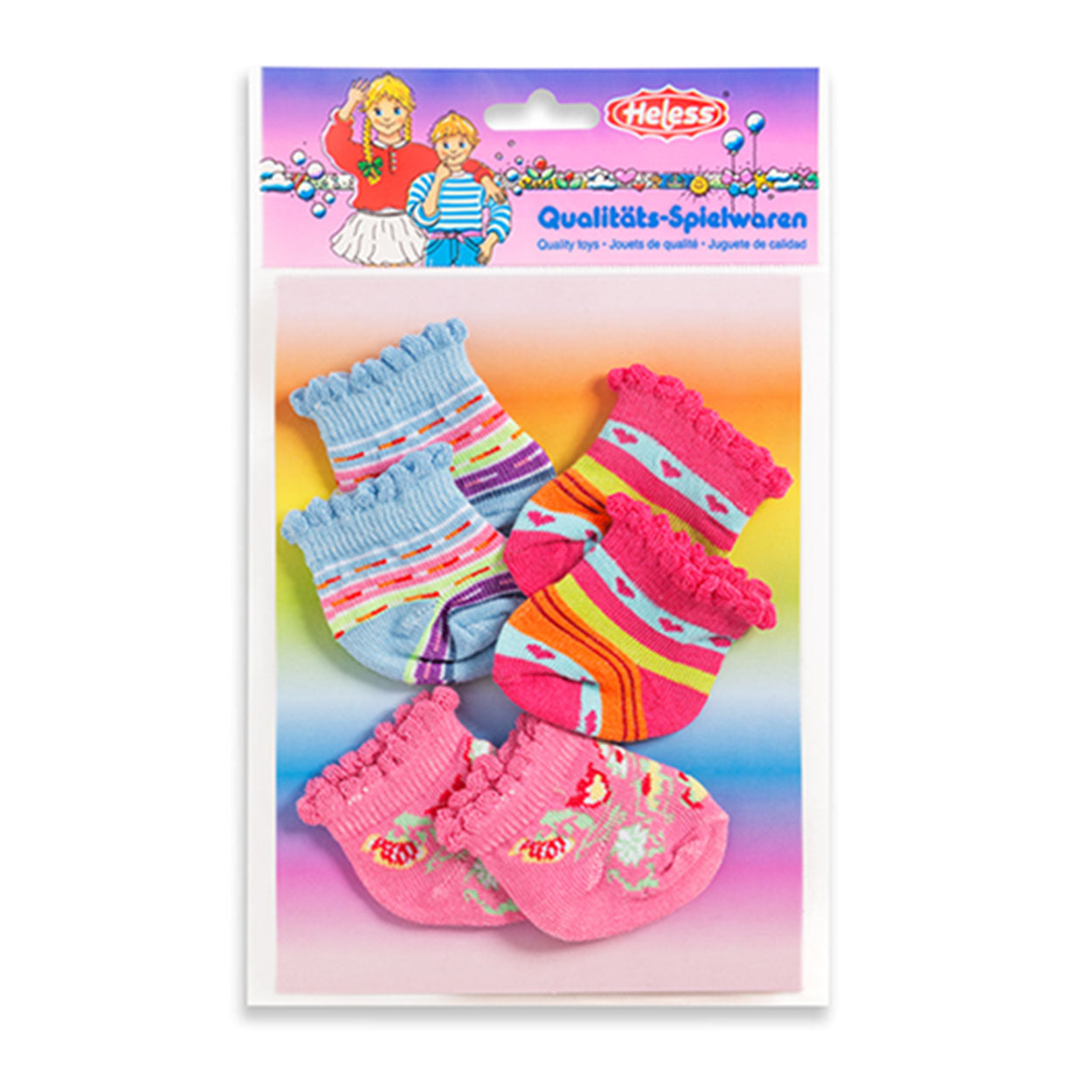Heless Poppensokken gekleurd, 3 paar, 35-46 cm