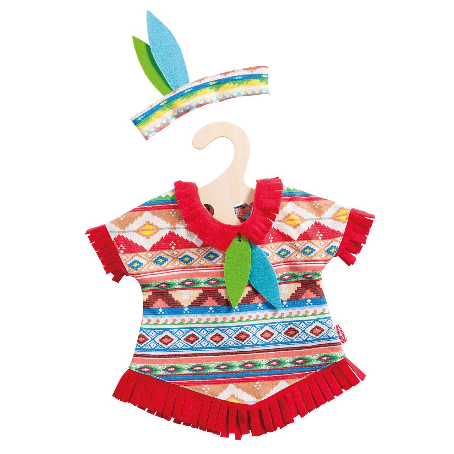 Heless Poppen indianenset blauwe veren, 28-35 cm