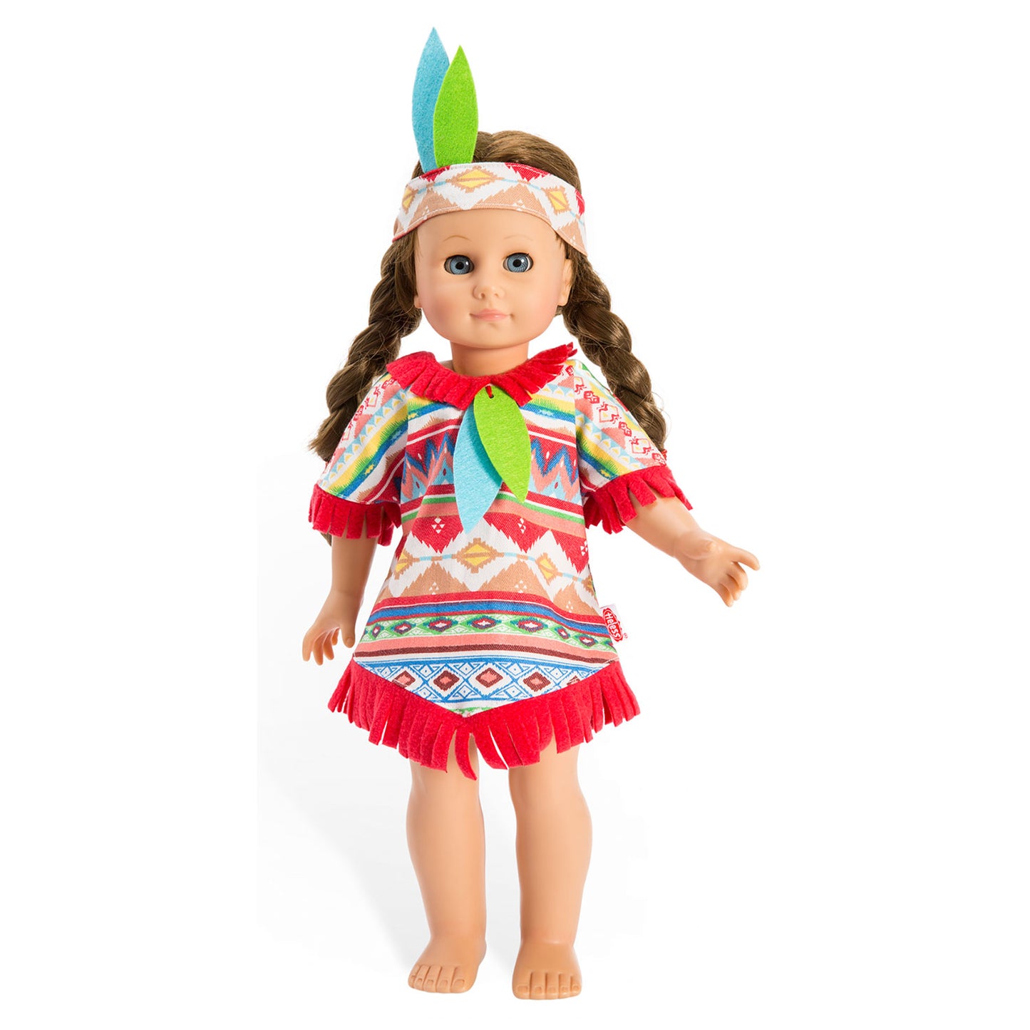 Heless Poppen indianenset blauwe veren, 28-35 cm