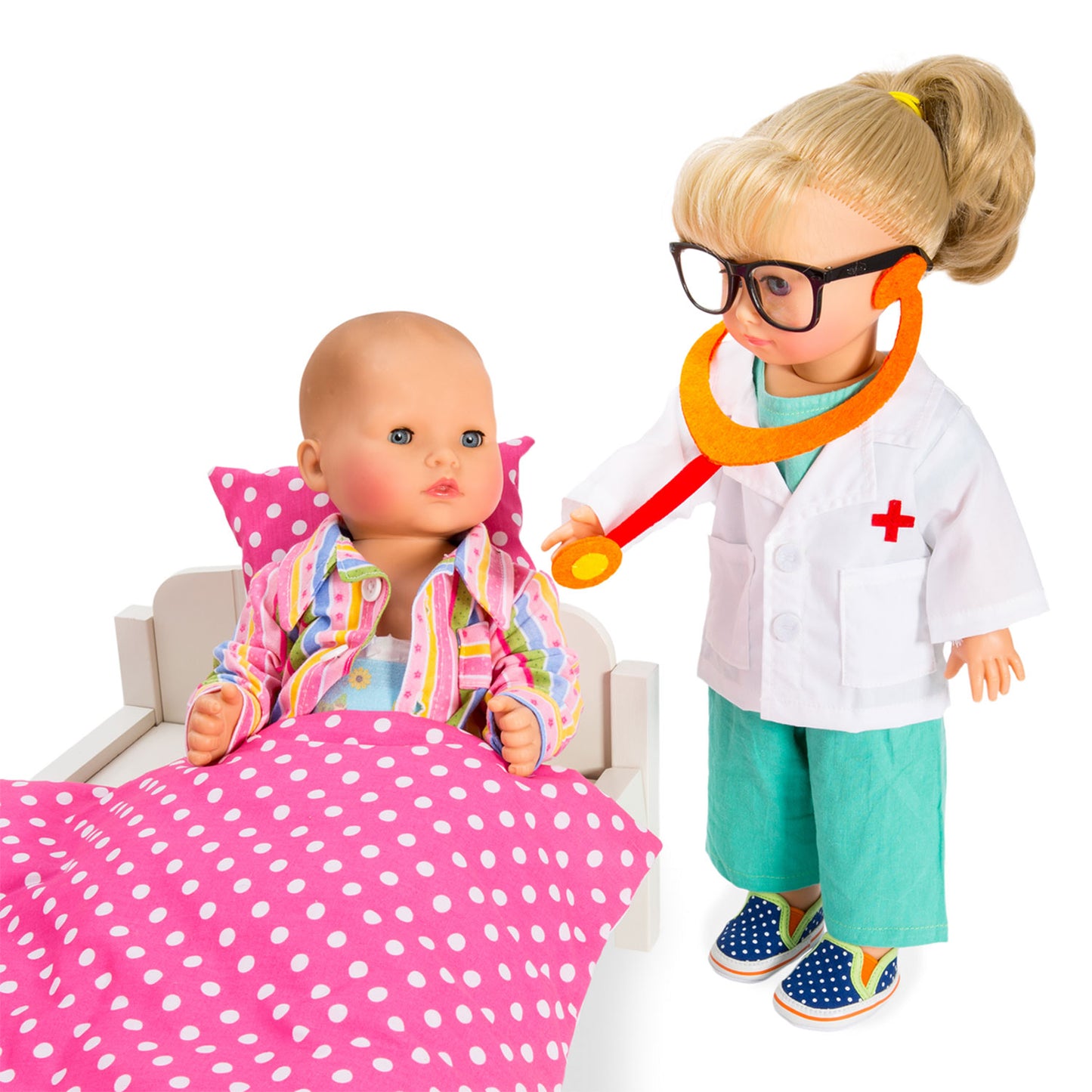 Heless Poppen doktersoutfit met stethoscoop, 28-35 cm