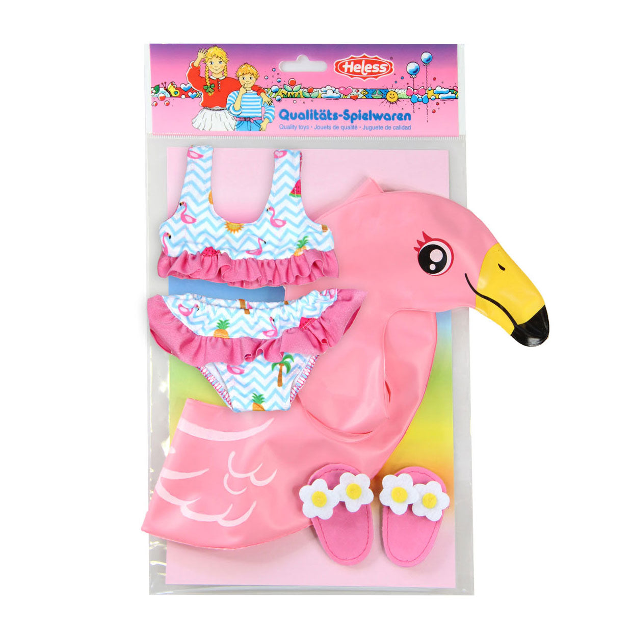 Heless Poppen zwemset flamingo, 35-45 cm