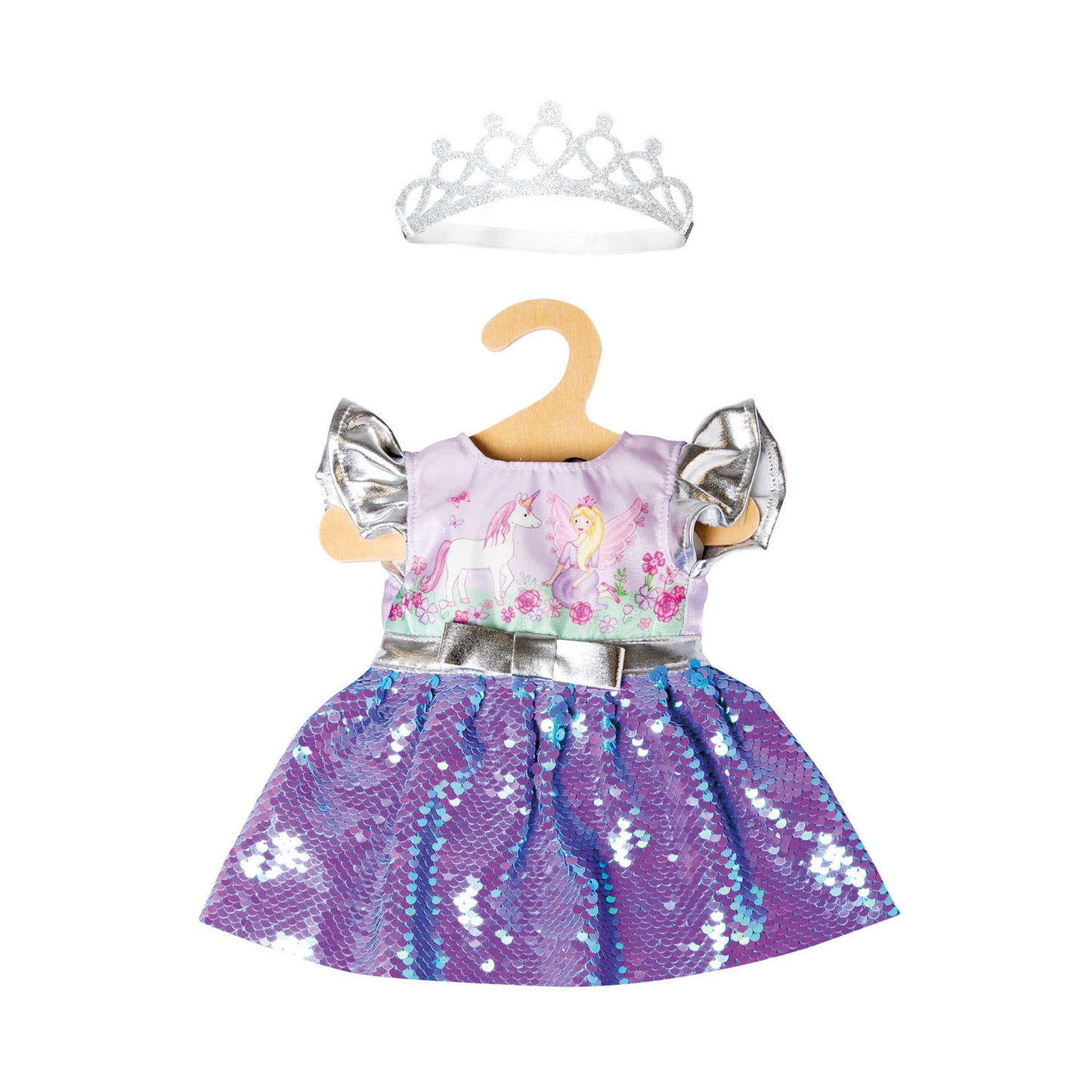 Heless Poppenjurk fee en eenhoorn met sequins en kroon, 28-35 cm