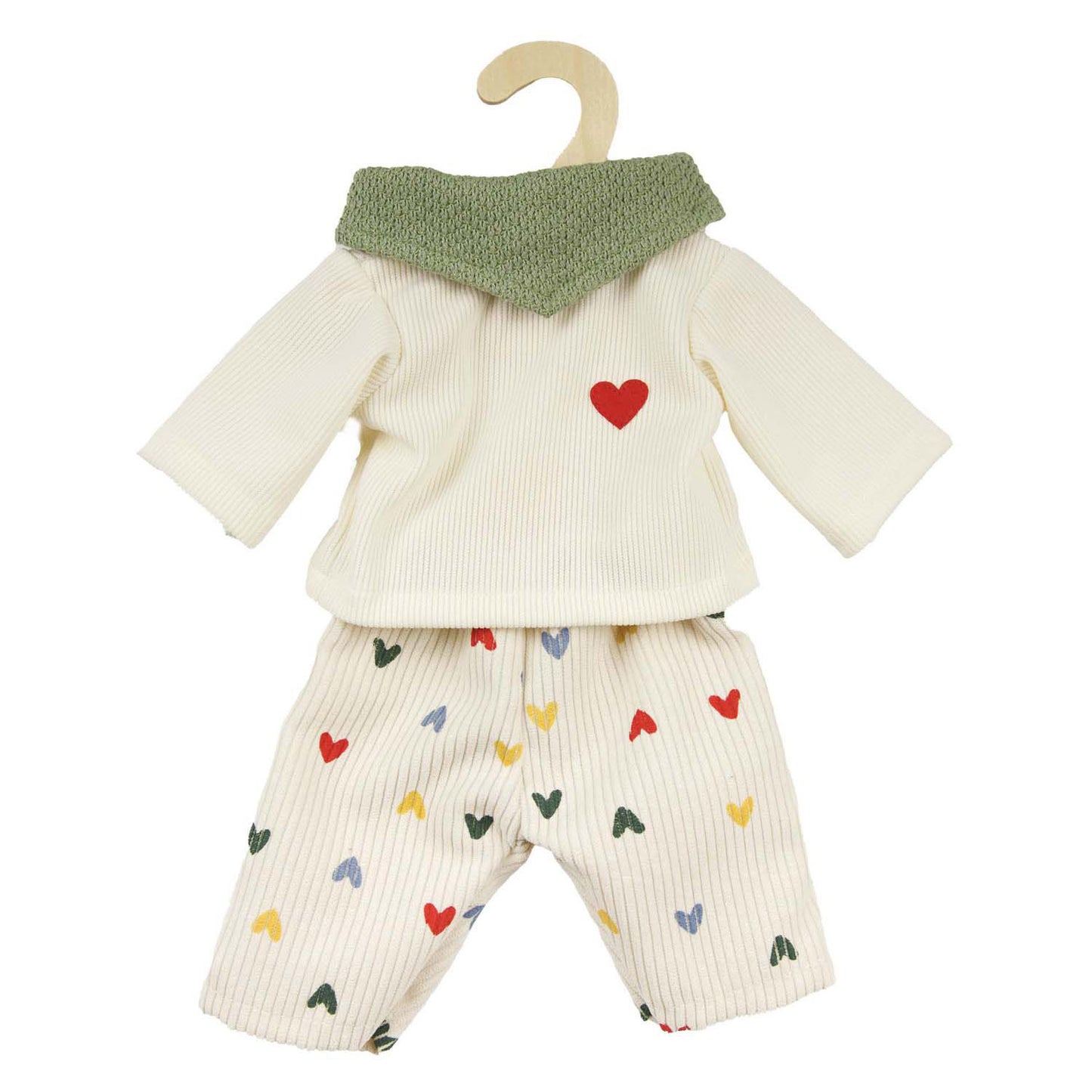 Heless Poppen ribfluwelen broek hartjesconfetti, 28-35 cm