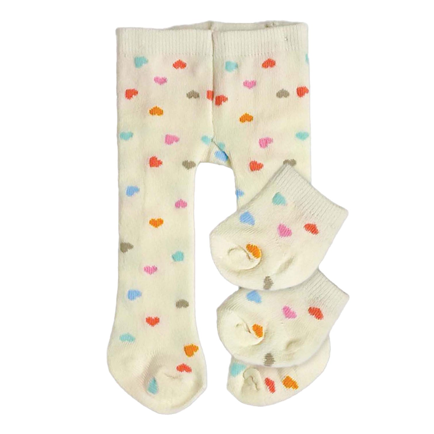 Heless Poppen maillot met sokjes hartjesconfetti, 28-35 cm