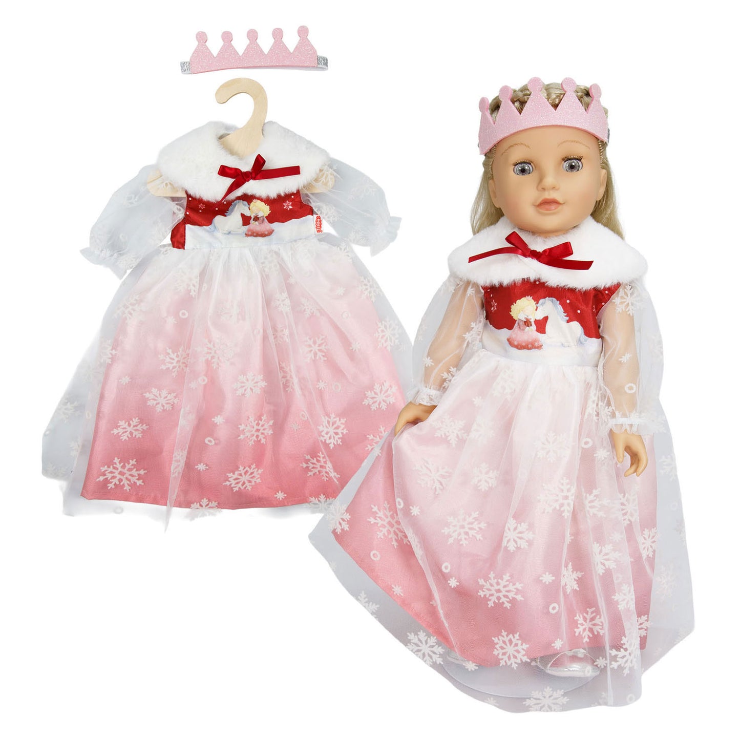 Heless Poppenjurk winterprinses lumi met kroon en cape - maat 28-35 cm