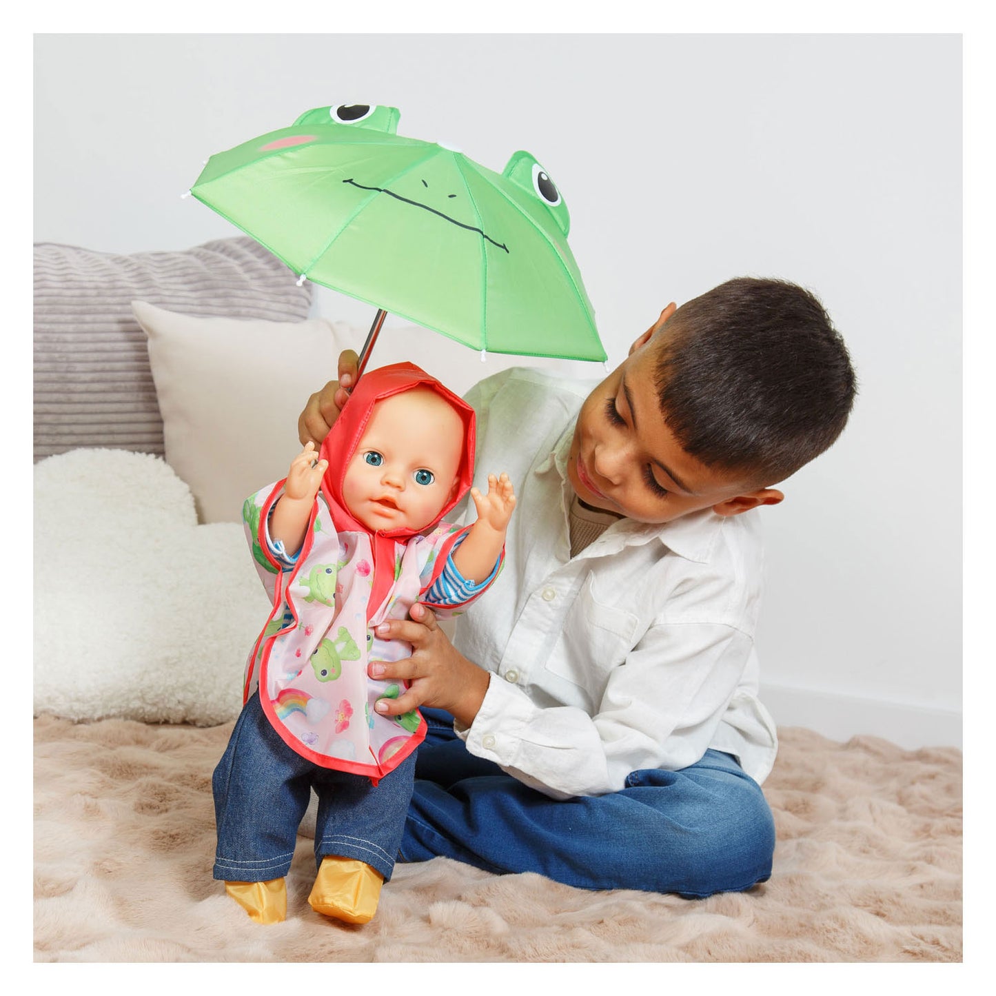 Heless Regenpak voor poppen met regenjas, paraplu en laarzen - maat 28-35cm