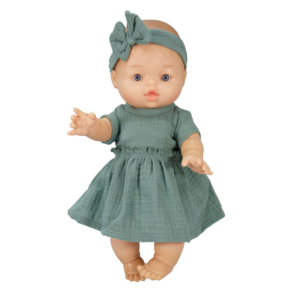 Heless Meisjes babypop met groen jurkje - 34cm