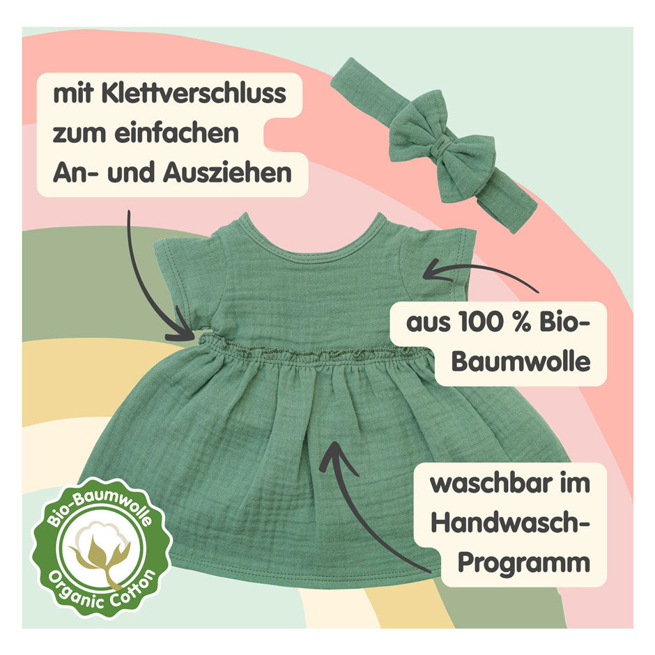 Heless Meisjes babypop met groen jurkje - 34cm