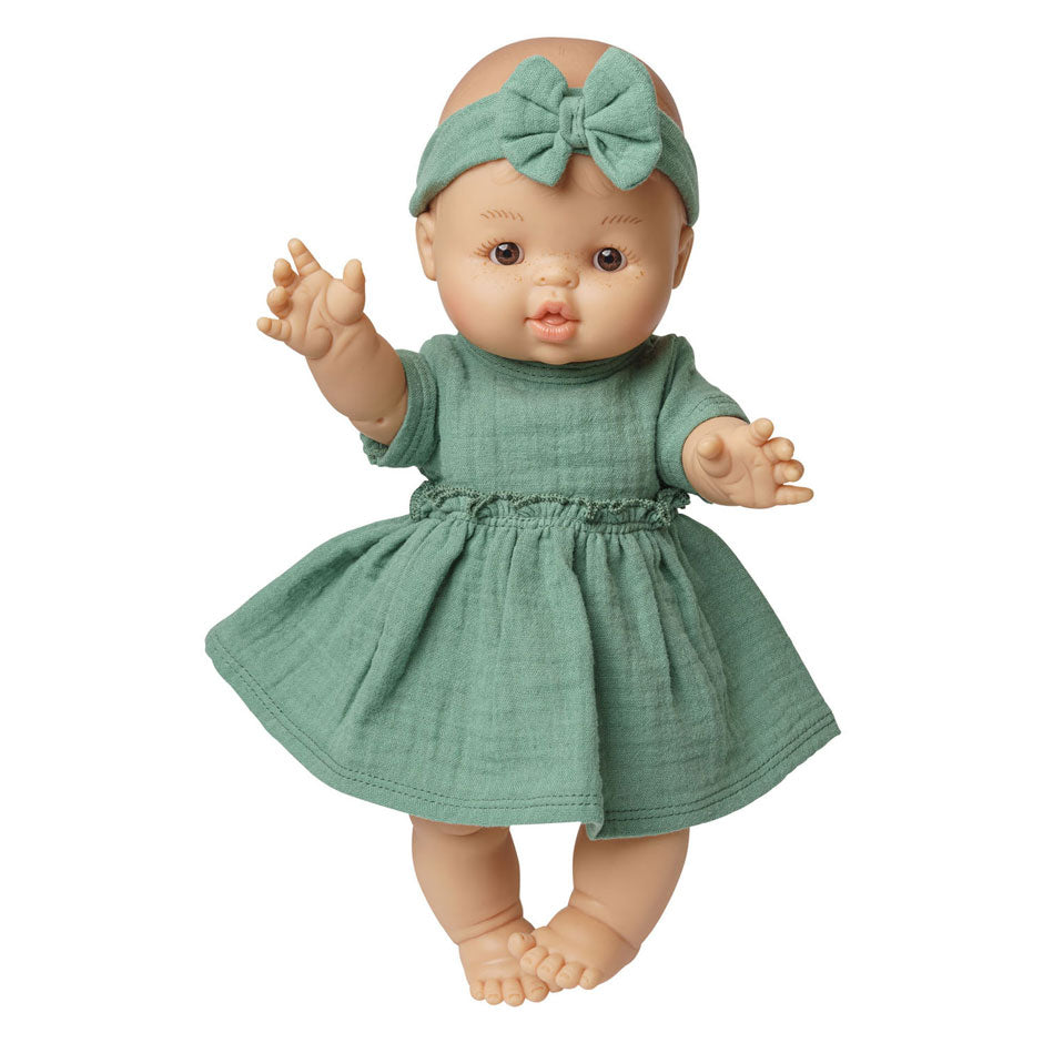 Heless Meisjes babypop met groen jurkje - 34cm