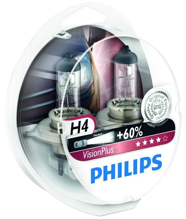 Philips hauptlampe shining lamp 12v h4 vision plus set