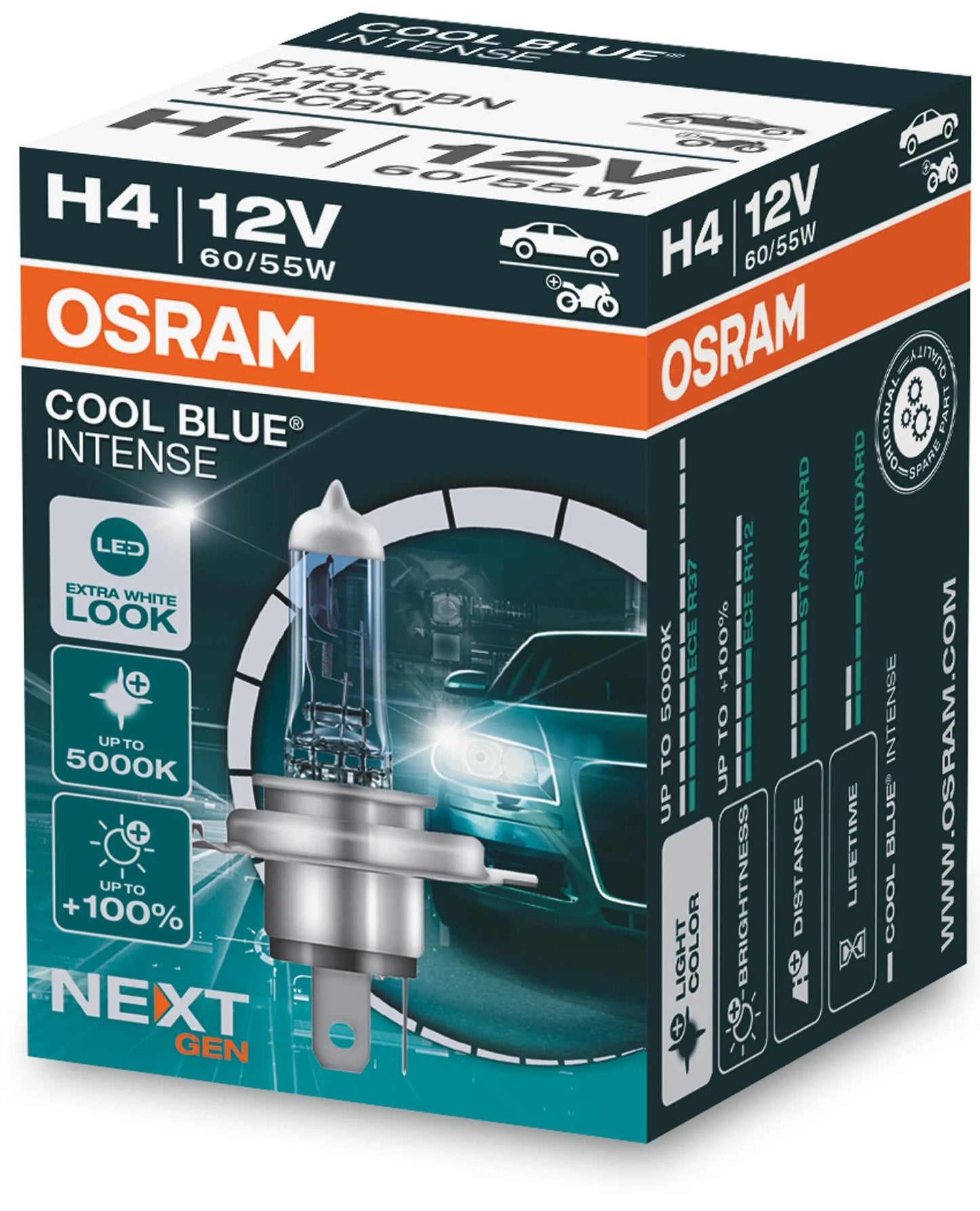 OSRAM hauptlampe cool blue intense lamp h4 60 55 w cool blue intense