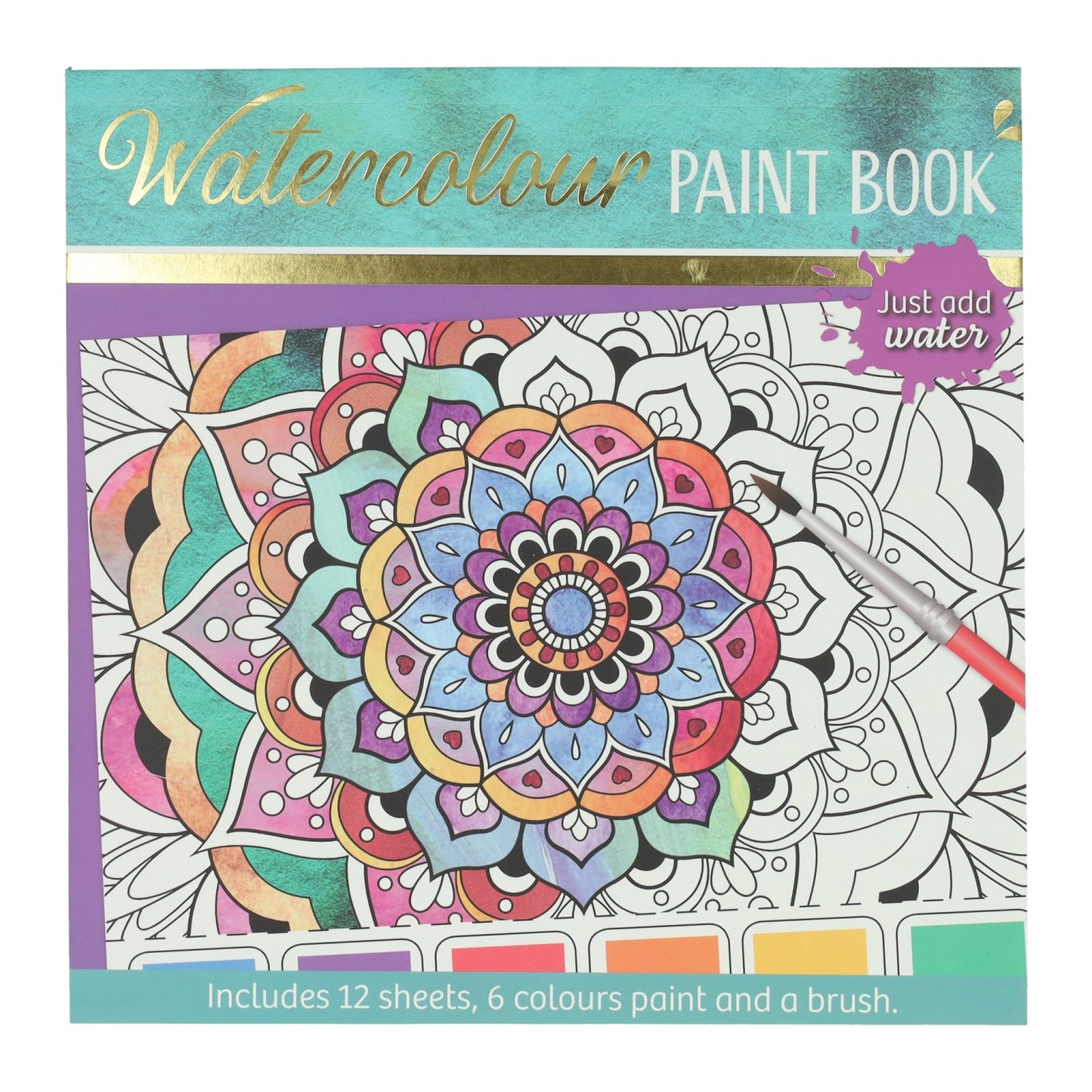 Wins Holland Waterverfkleurblok volwassenen - mandala's - incl penseel en 6 kleuren waterverf