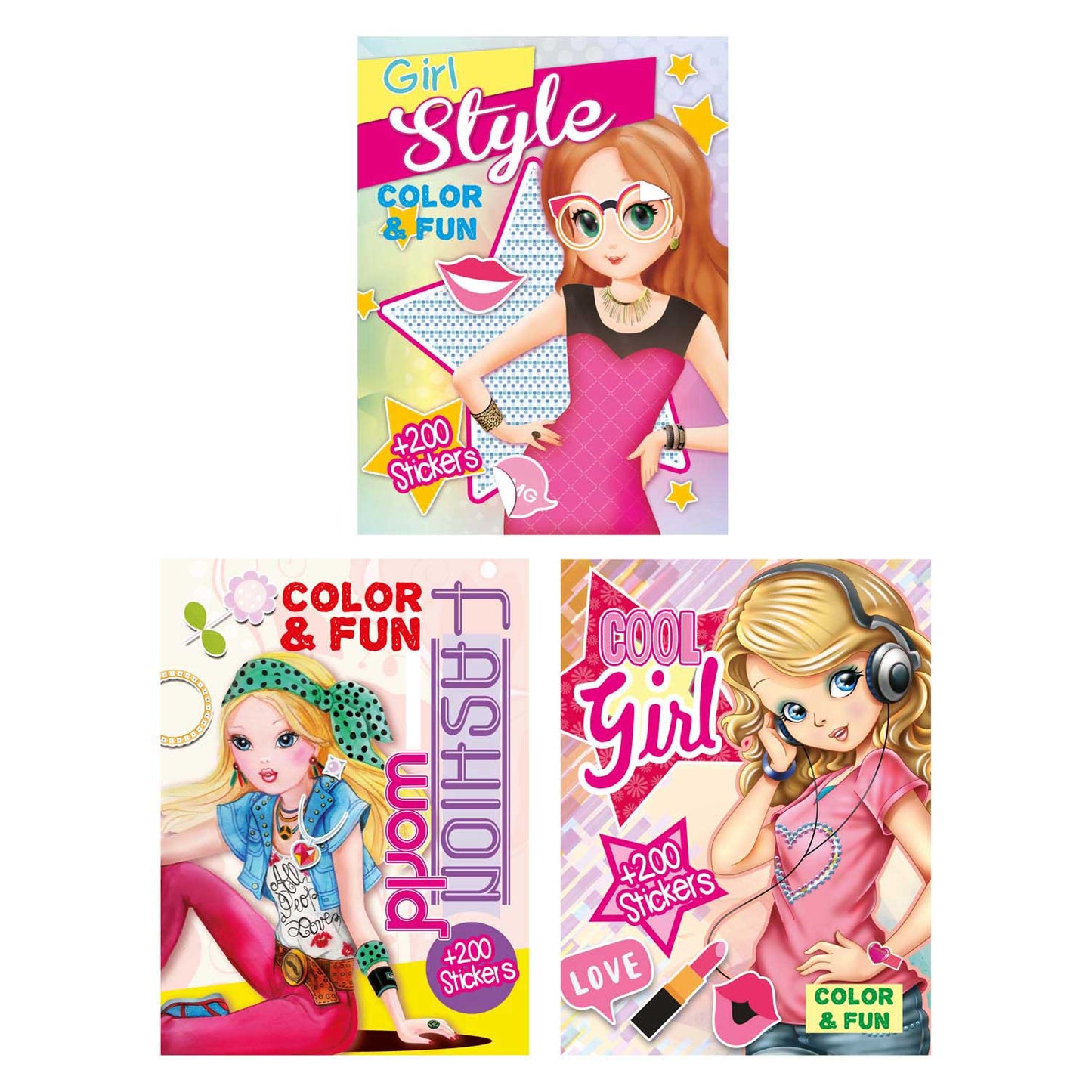Boek Specials Nederland BV Color fun girls kleurboek met 200 stickers