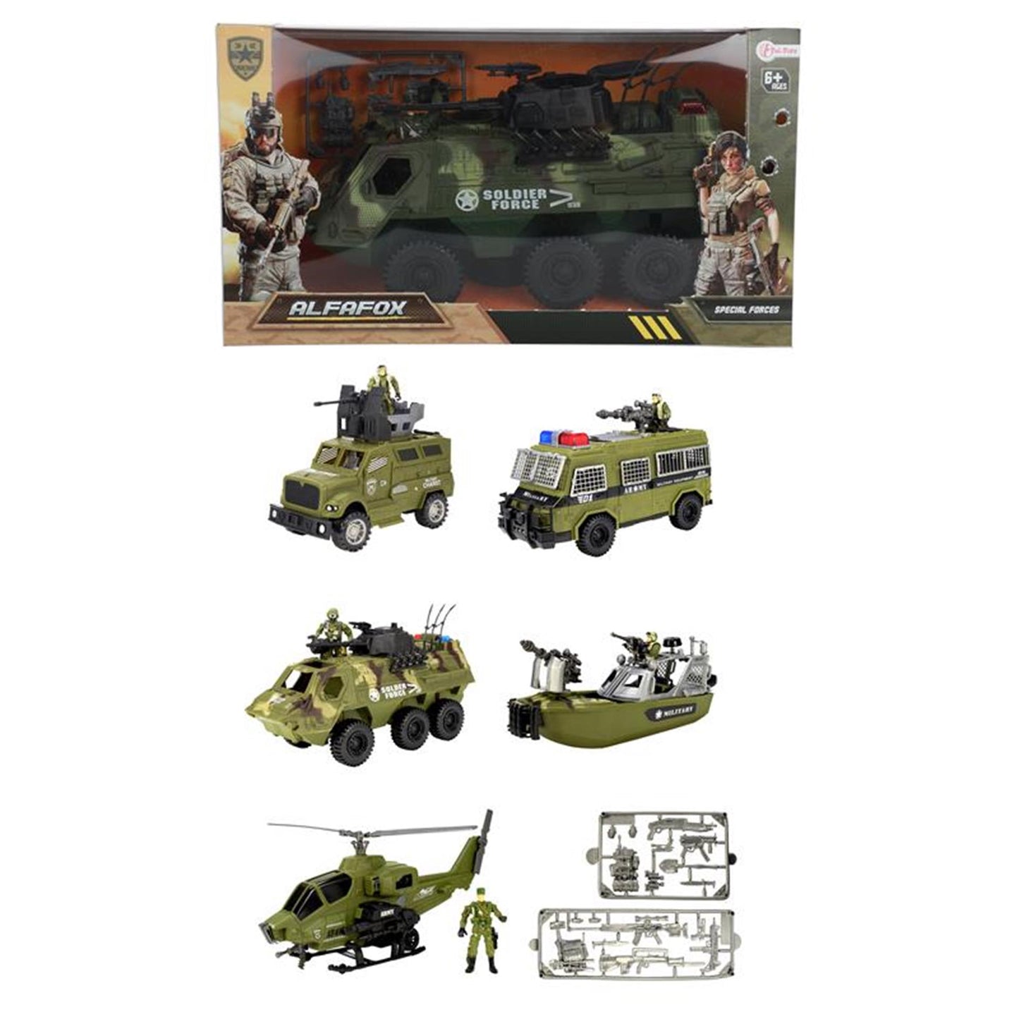 Toi-Toys Toi toys alfafox militair voertuig met accessoires