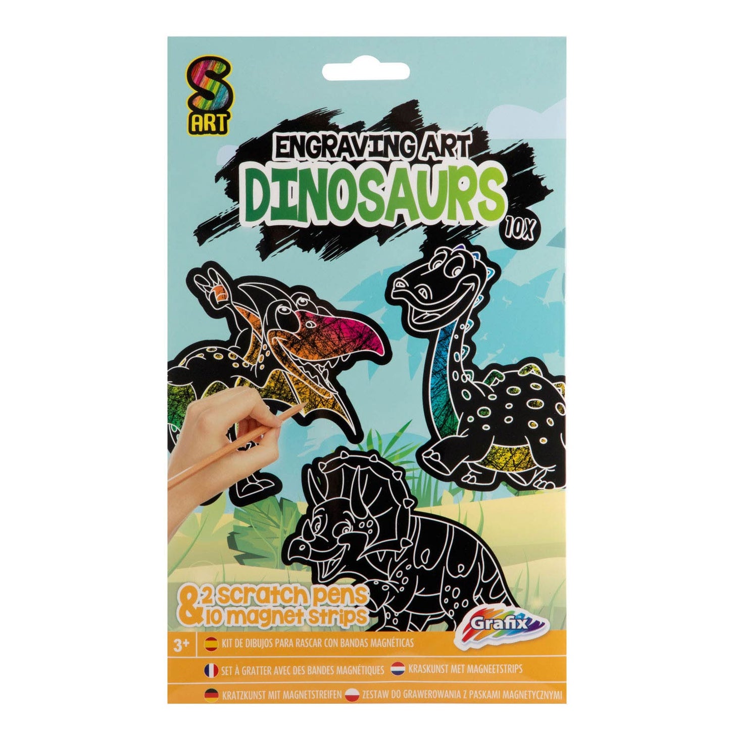 Creative Craft Group Scratch set magneten dinosaurus, 10st.