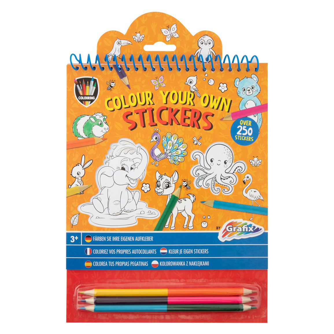 Creative Craft Group Kleur je eigen stickers met kleurpotloden dieren, 250st.