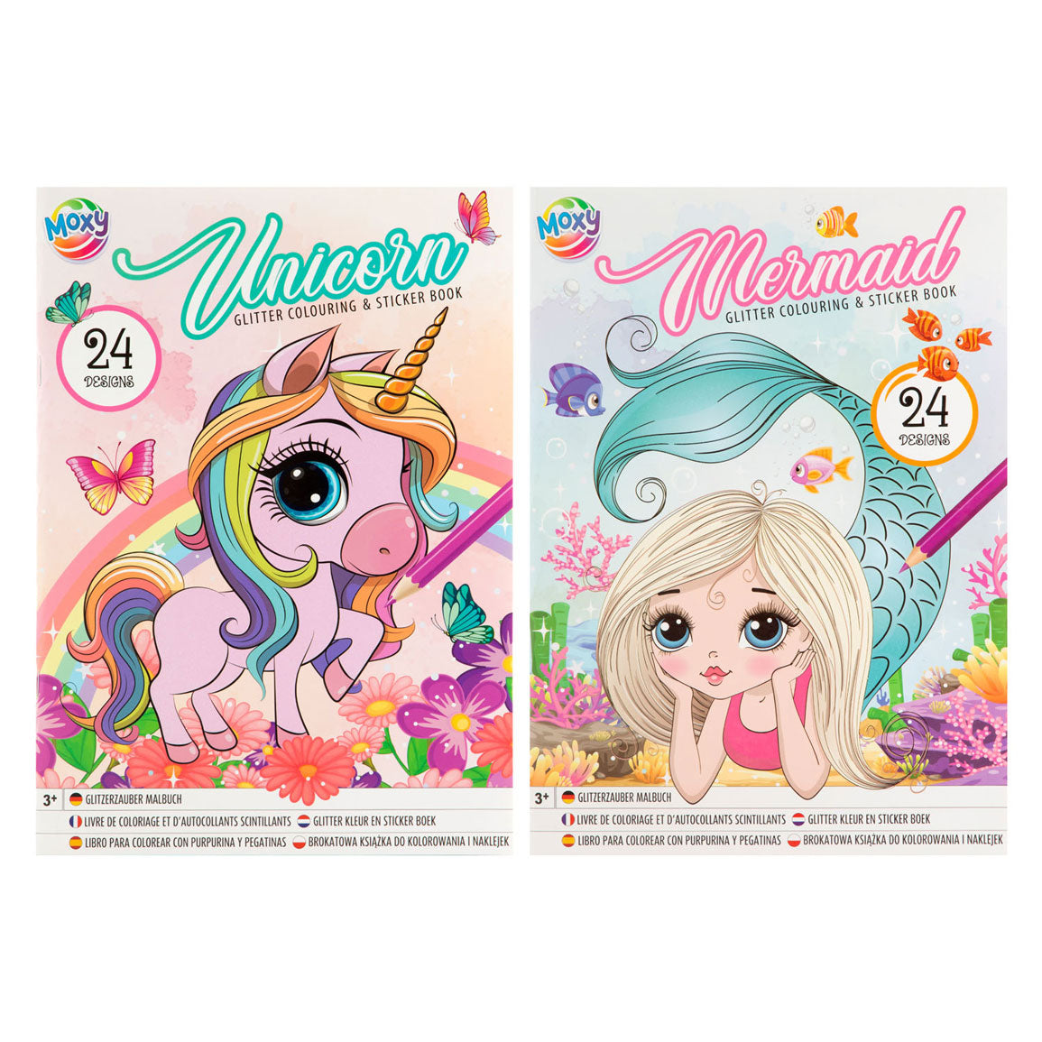 Creative Craft Group Glitter kleur en stickerboek eenhoorn zeemeermin