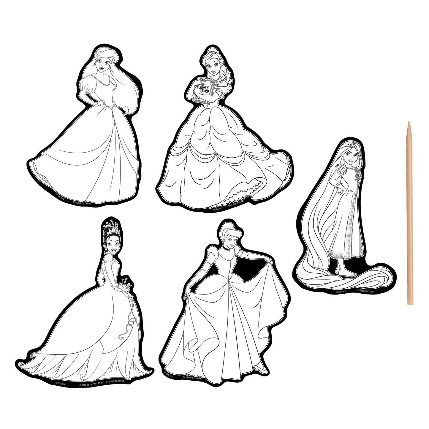 Moxy Scratch art stickers - disney princess, 6dlg.