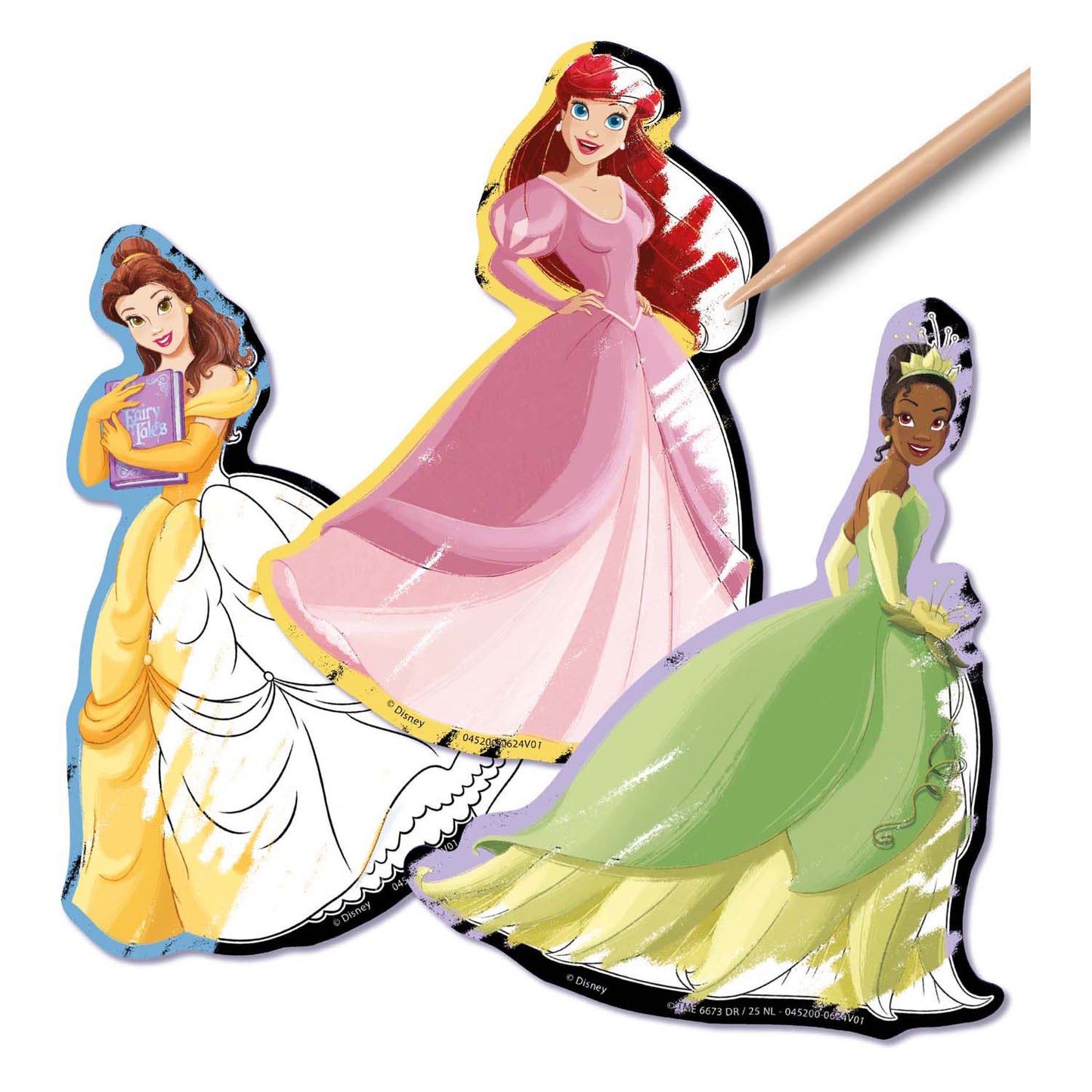 Moxy Scratch art stickers - disney princess, 6dlg.