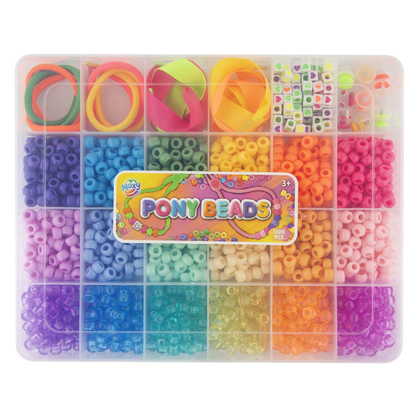 Creative Craft Group Pony beads accessoires in opbergdoos, 18 kleuren