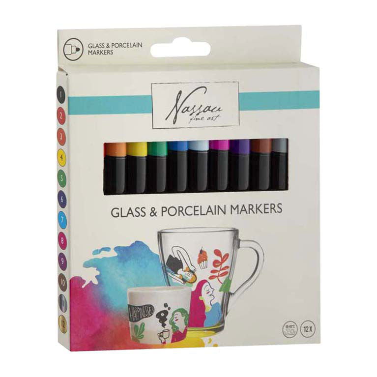 Creative Craft Group Nassau glas- porseleinmarkers - 12st.