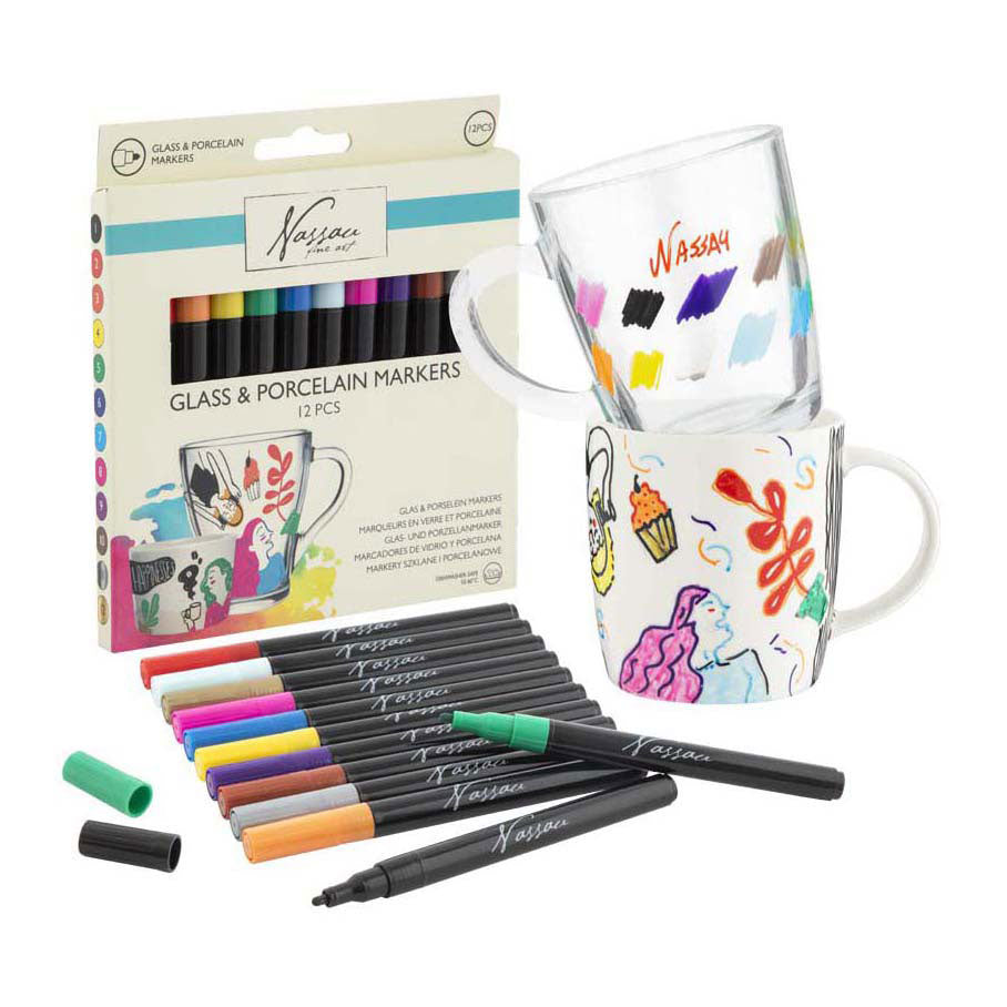 Creative Craft Group Nassau glas- porseleinmarkers - 12st.
