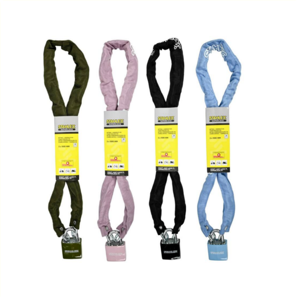 Ketting met hangslot 5x1000 assorti kleur