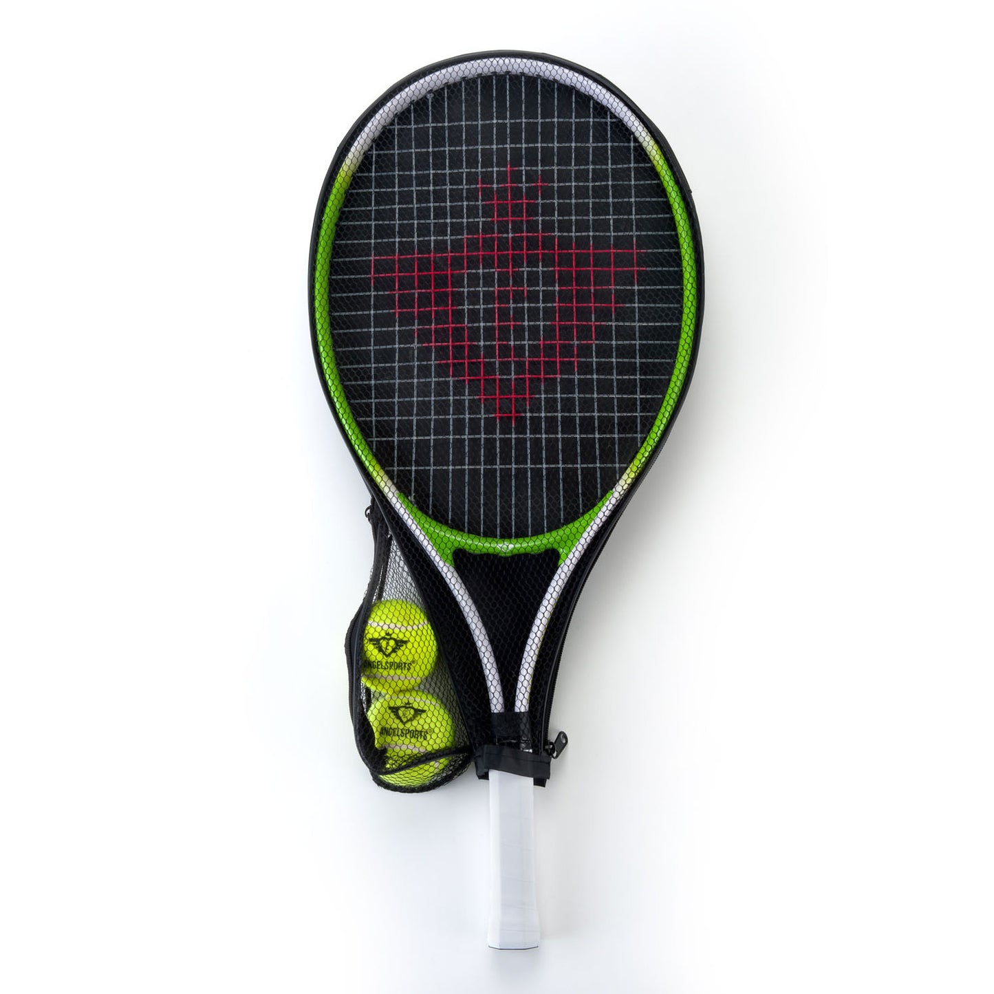 Engelhart Tennisracket met hoes en 2 ballen - groen