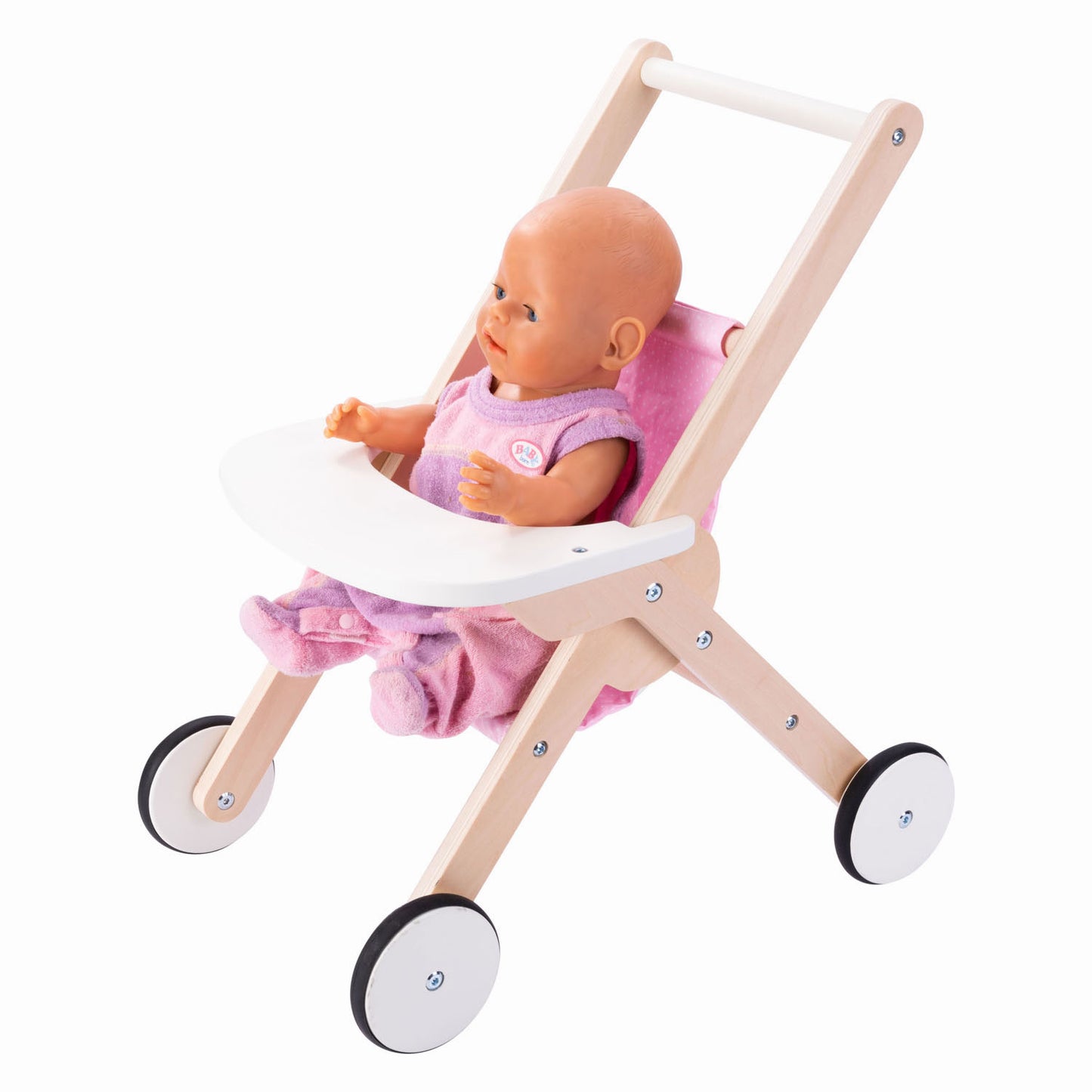 Engelhart Houten poppenwandelwagen roze