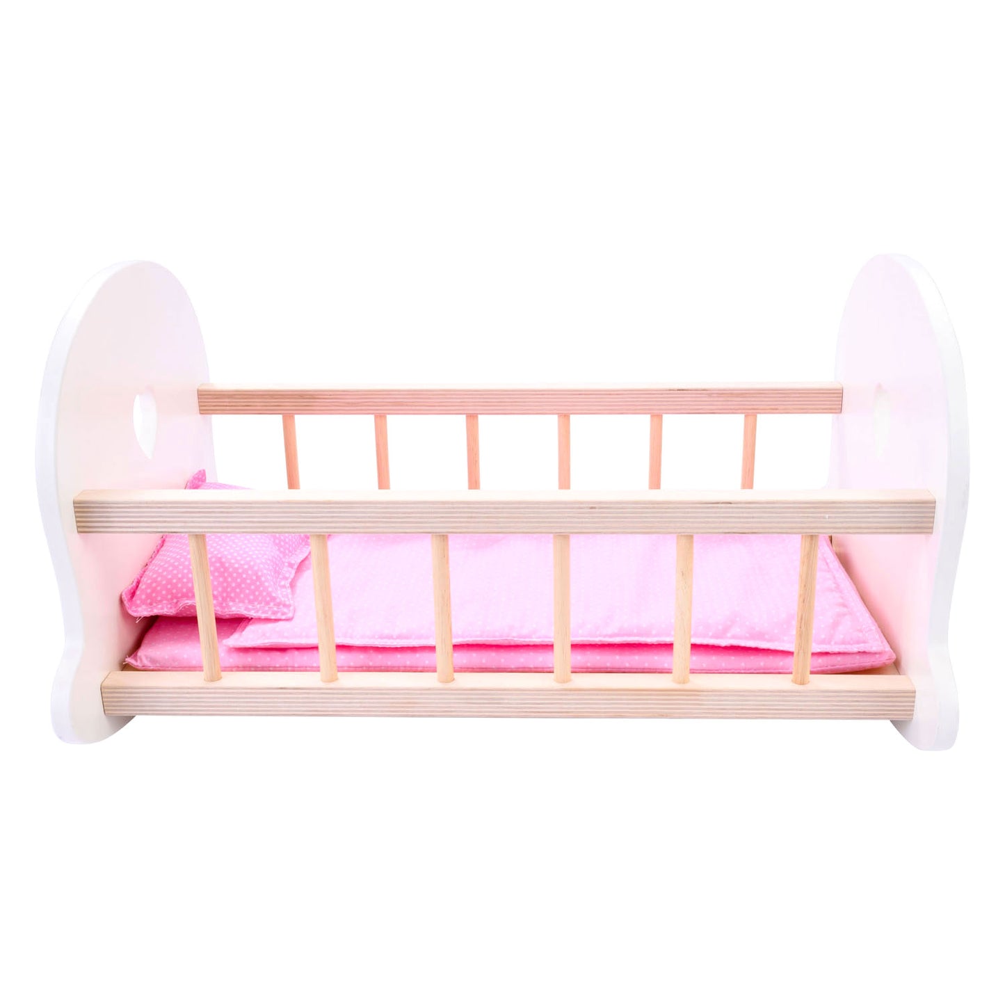 Longfield Poppenbedje schommelwieg, roze wit