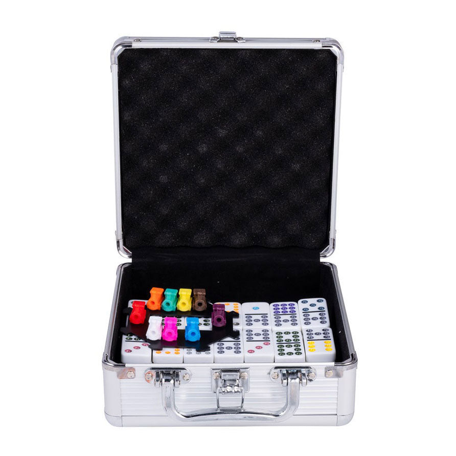 Domino Dubbel 12 Mexican Train in Aluminium Koffer